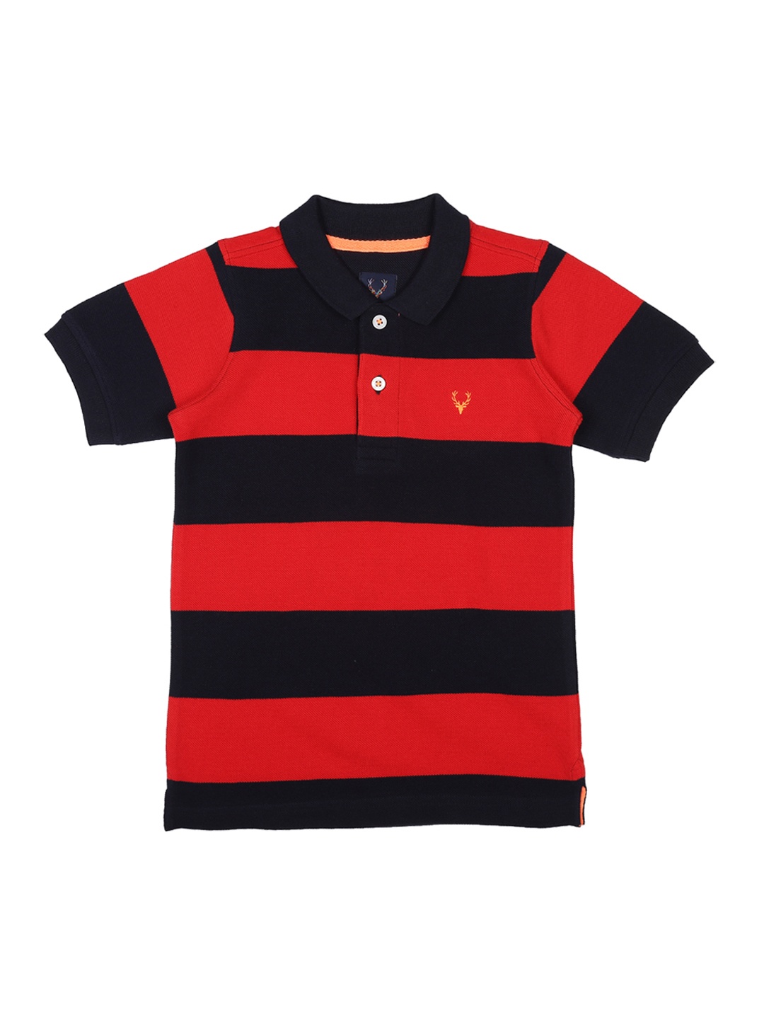 

Allen Solly Junior Boys Red Striped Polo Collar Pure Cotton T-shirt