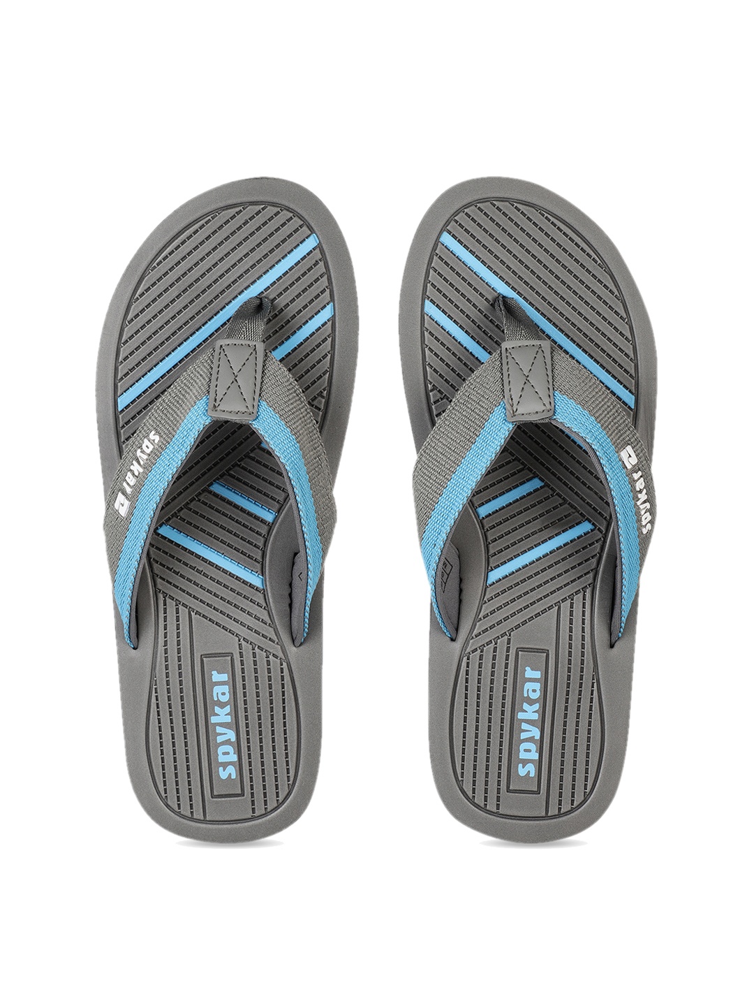 

SPYKAR Men Grey & Blue Colourblocked Thong Flip-Flops