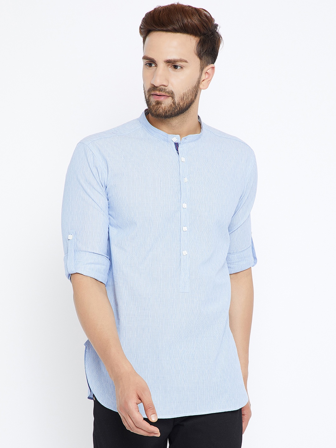 

even Men Blue Solid Straight Kurta