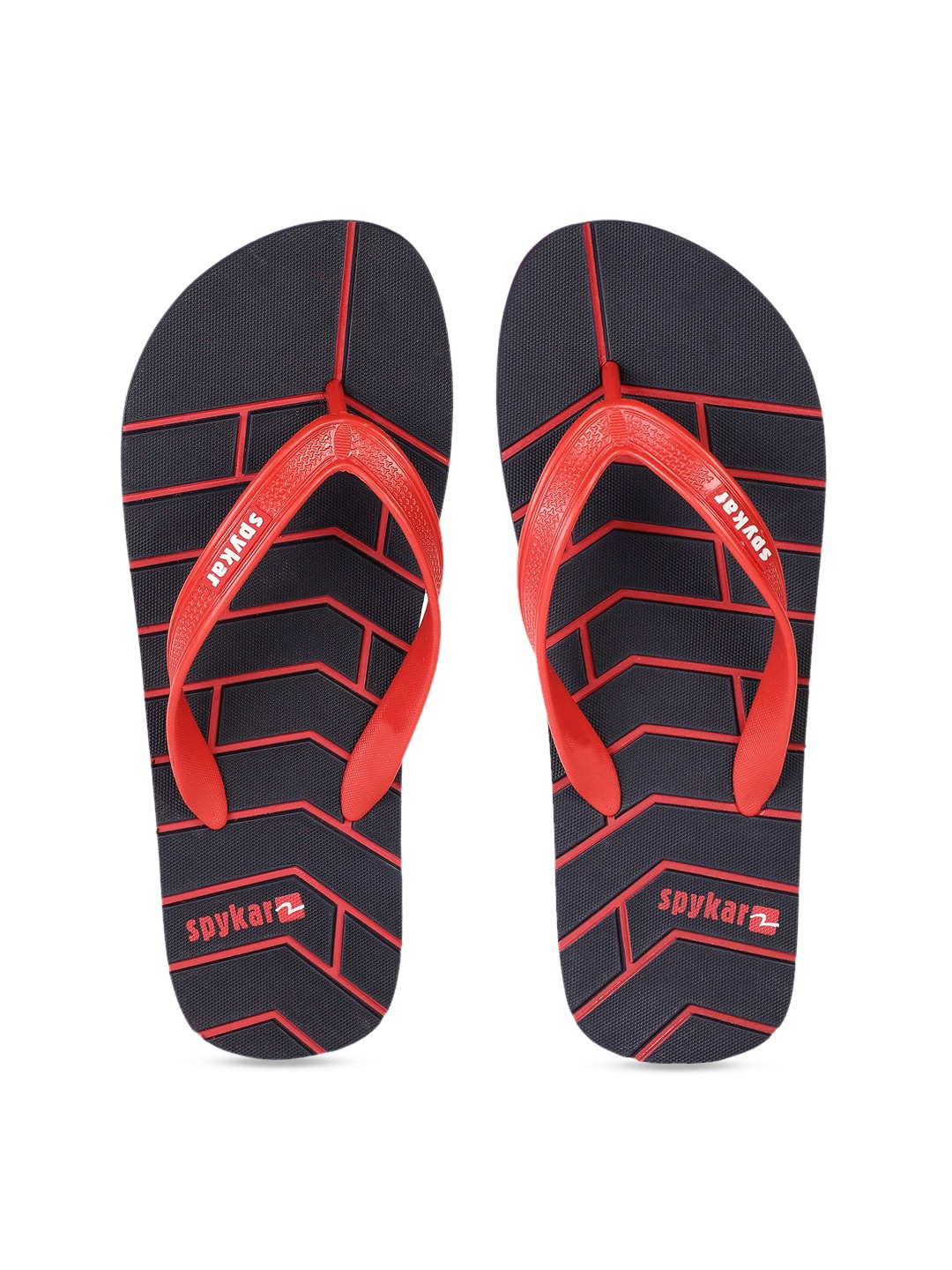

SPYKAR Men Red & Navy Blue Printed Thong Flip-Flops