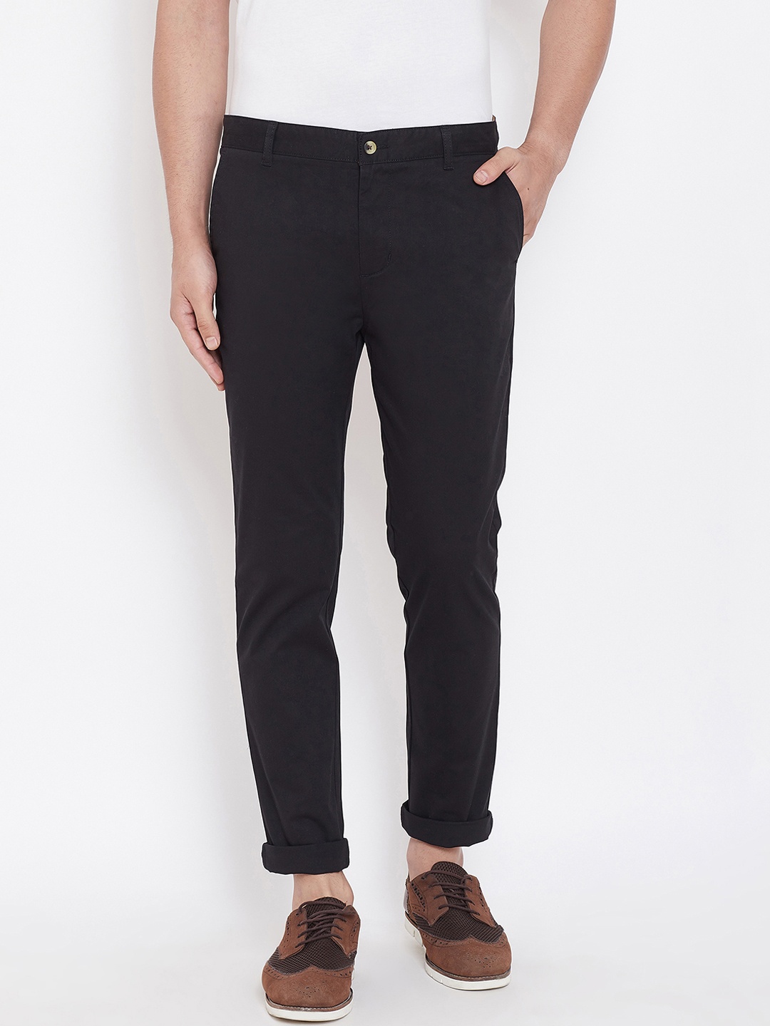 

JUMP USA Men Black Tailored Slim Fit Solid Chinos