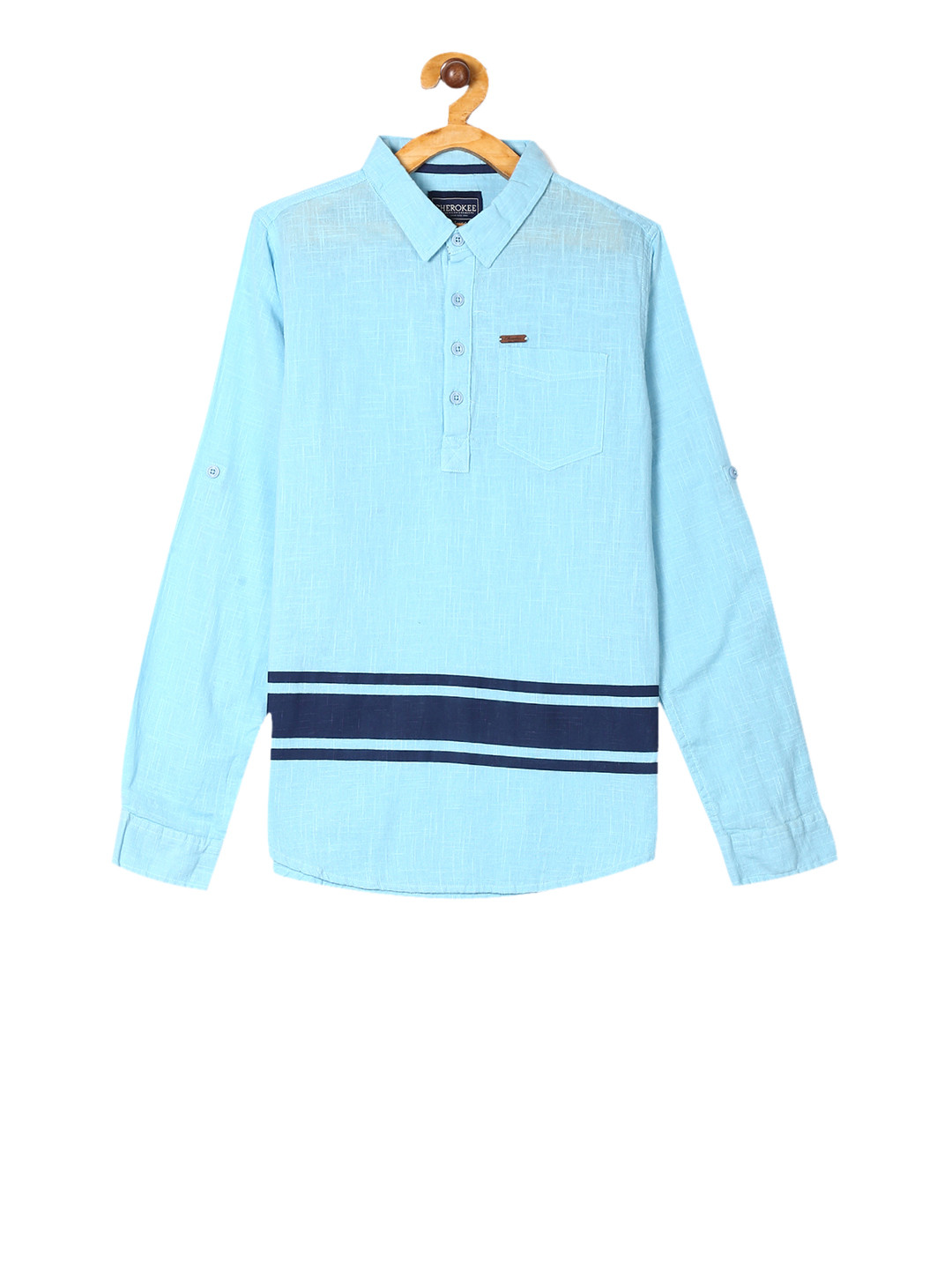 

Cherokee Boys Blue Regular Fit Striped Casual Shirt