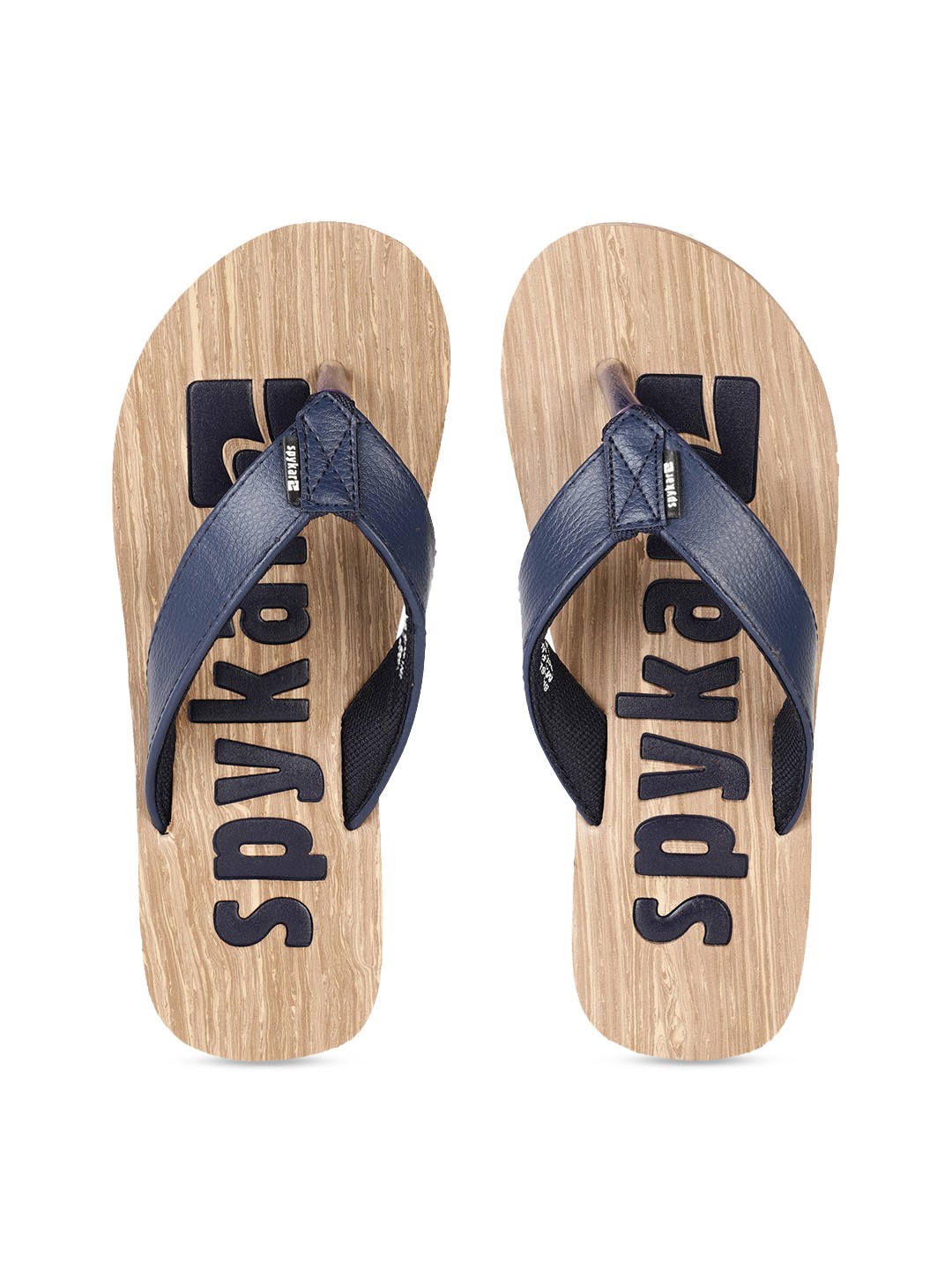 

SPYKAR Men Navy Blue & Brown Printed Thong Flip-Flops