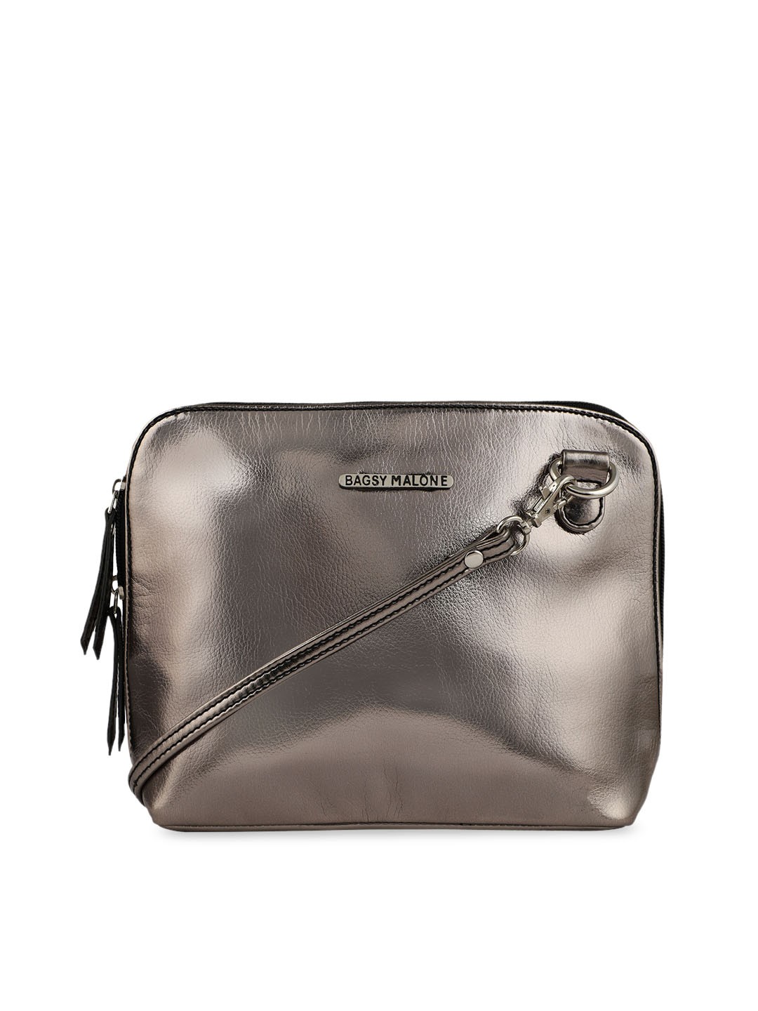 

Bagsy Malone Gunmetal-Toned Solid Sling Bag, Metallic