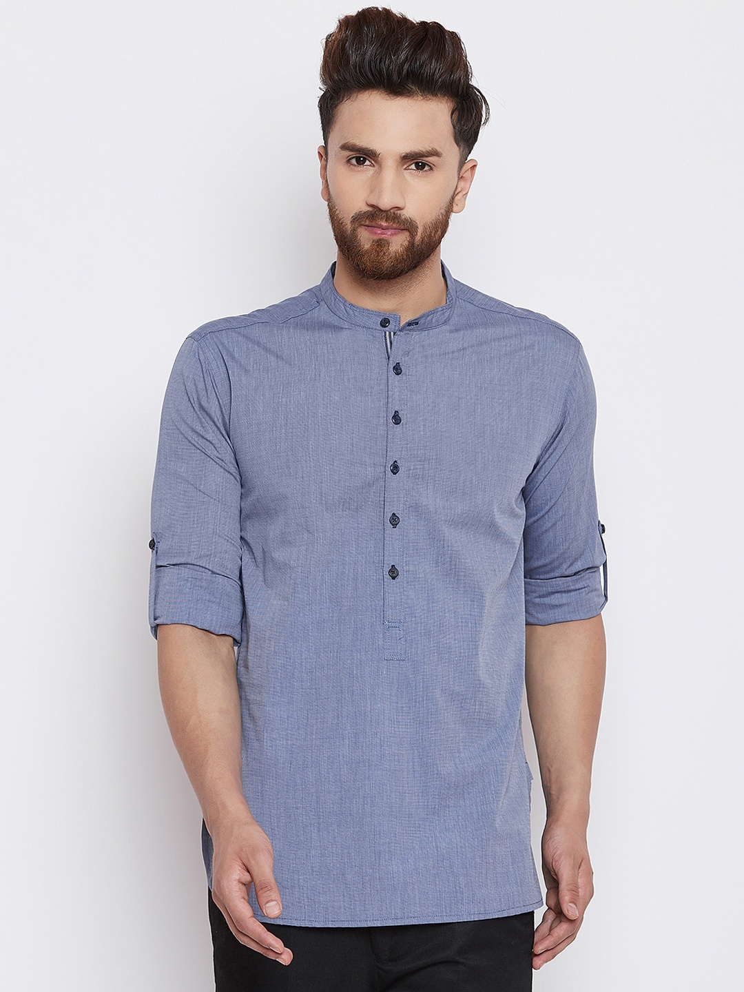 

even Men Blue Solid Straight Kurta
