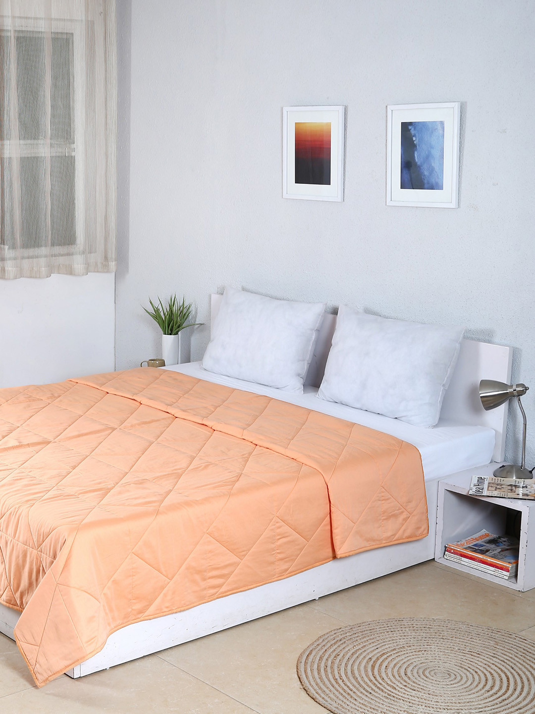 

House This Peach Cotton Double Bed Cover