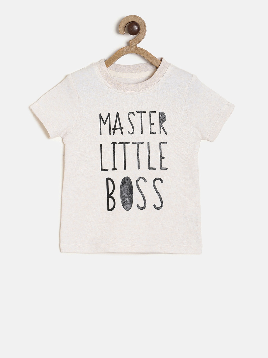 

MINI KLUB Boys Off-White Printed Round Neck Pure Cotton T-shirt