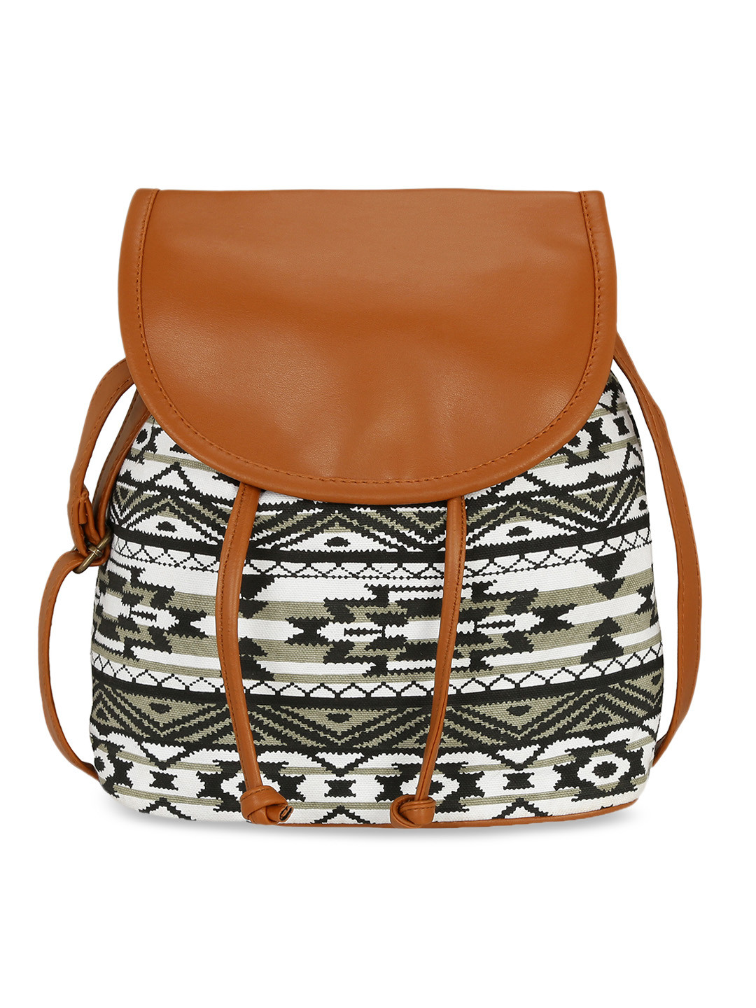 

KLEIO Black & White Printed Canvas Crossbody Sling Bag