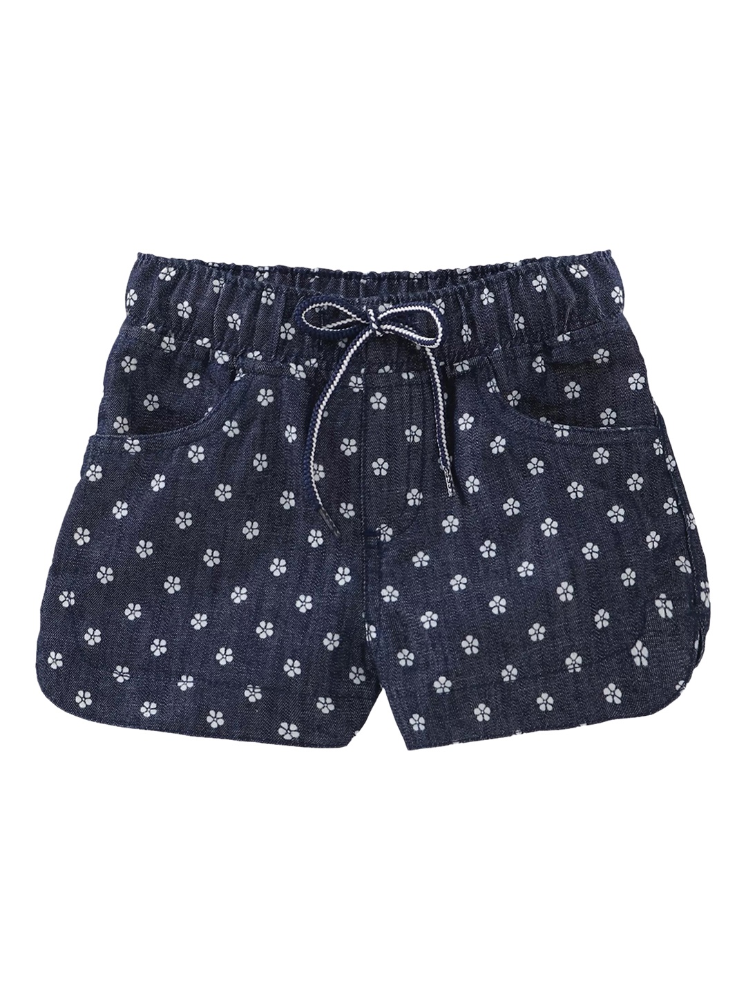 

KiddoPanti Girls Blue Printed Regular Fit Regular Shorts
