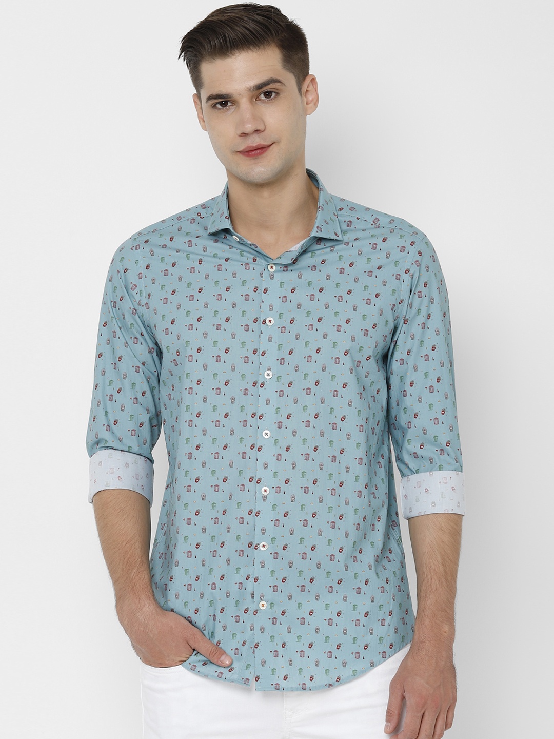 

SIMON CARTER LONDON Men Blue Slim Fit Printed Casual Shirt