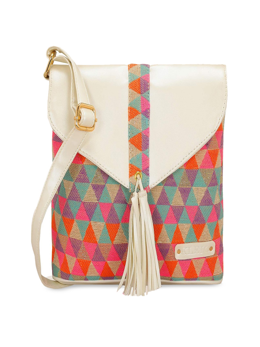 

KLEIO Women Jacquard Weave Sling Bag, White