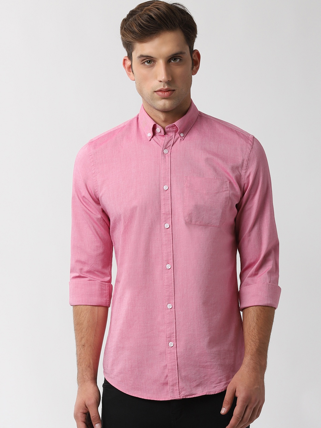 

Peter England Men Pink Slim Fit Solid Casual Shirt