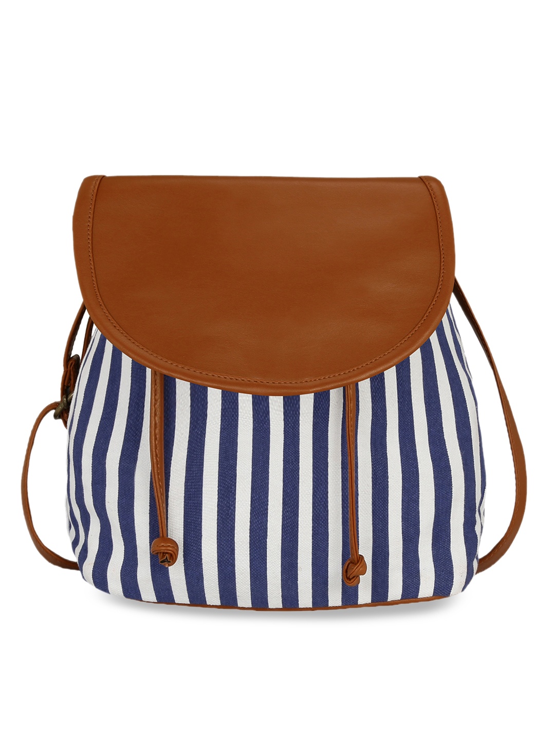 KLEIO Blue & Brown Striped Sling Bag