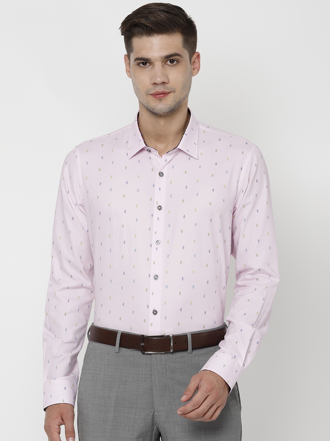 

SIMON CARTER LONDON Men Pink Regular Fit Printed Formal Shirt
