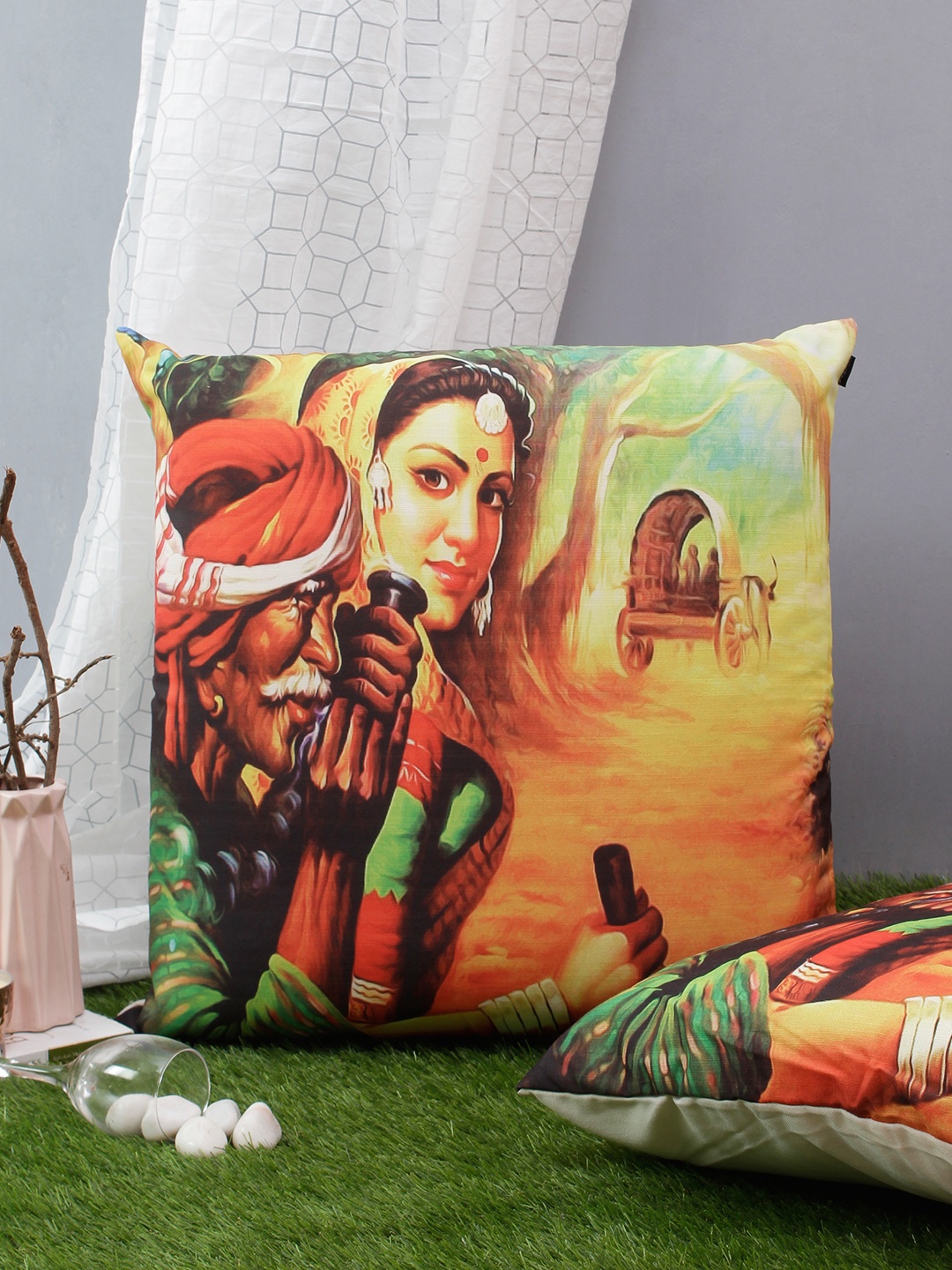 

Soumya Yellow Set of 2 Ethnic Motifs Square Cushion Covers