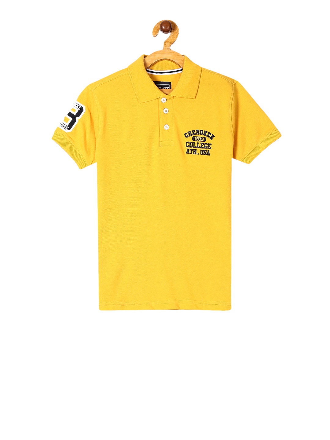 

Cherokee Boys Yellow Printed Polo Collar Pure Cotton T-shirt