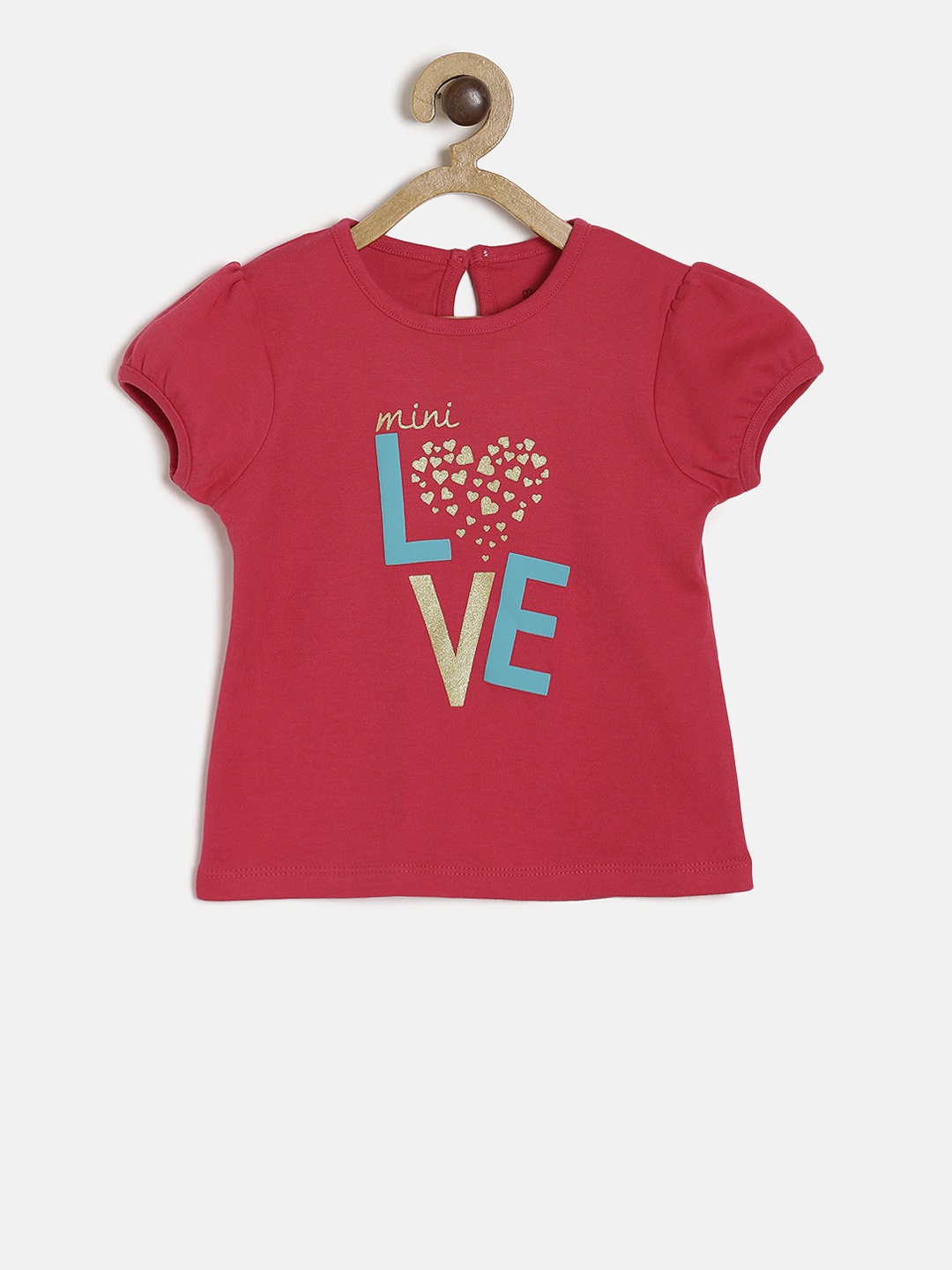 

MINI KLUB Girls Pink Printed Pure Cotton Top