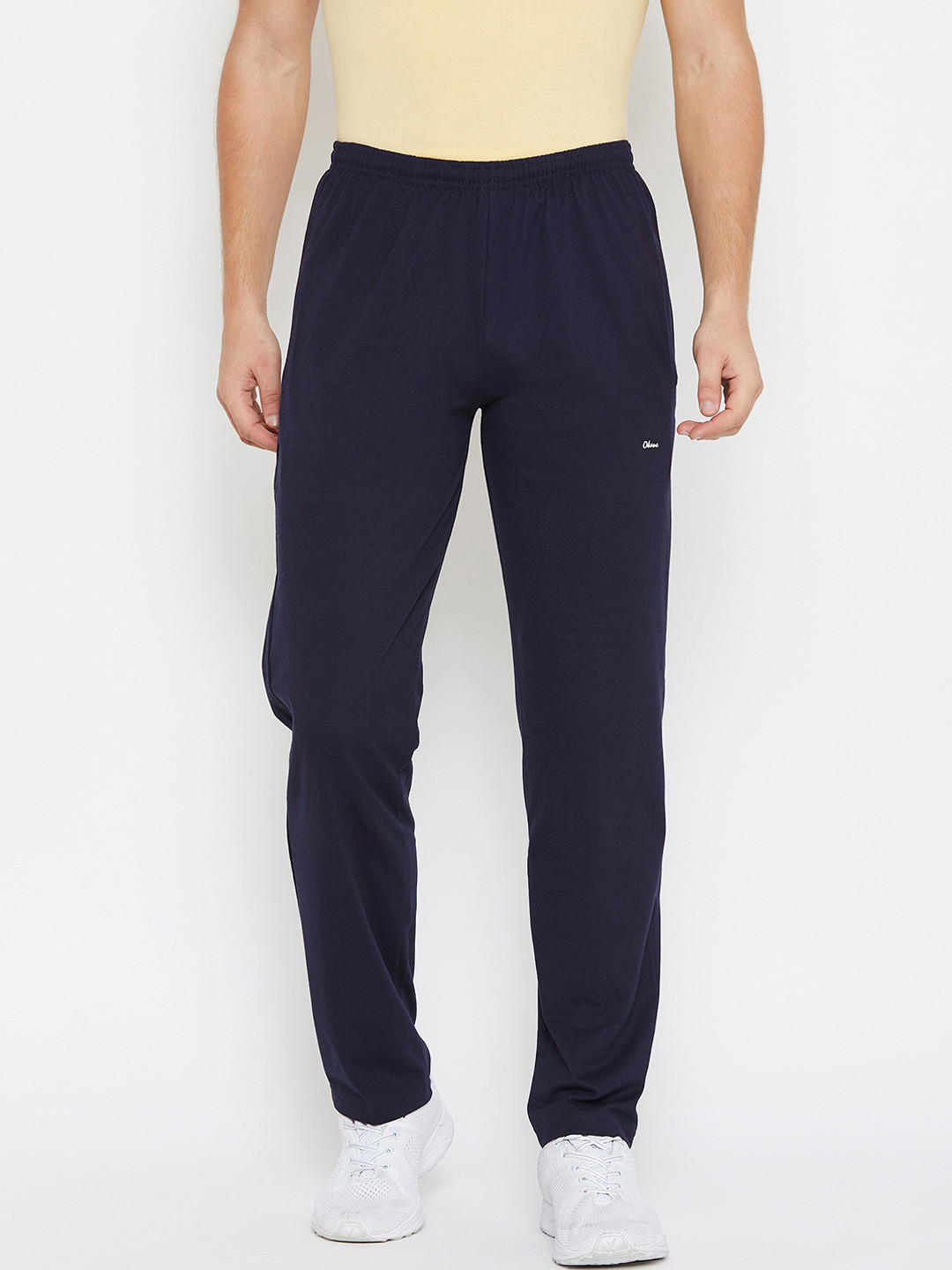 

Okane Men Navy Blue Solid Straight Fit Trackpants