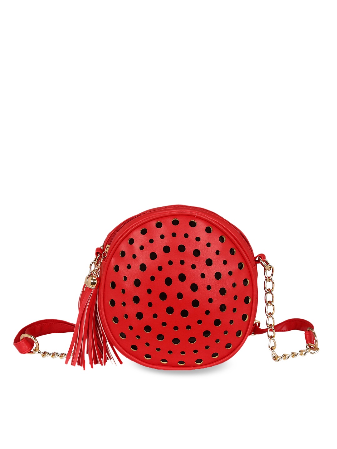 

KLEIO Women Cut Out Round Cross Body Sling Bag, Red