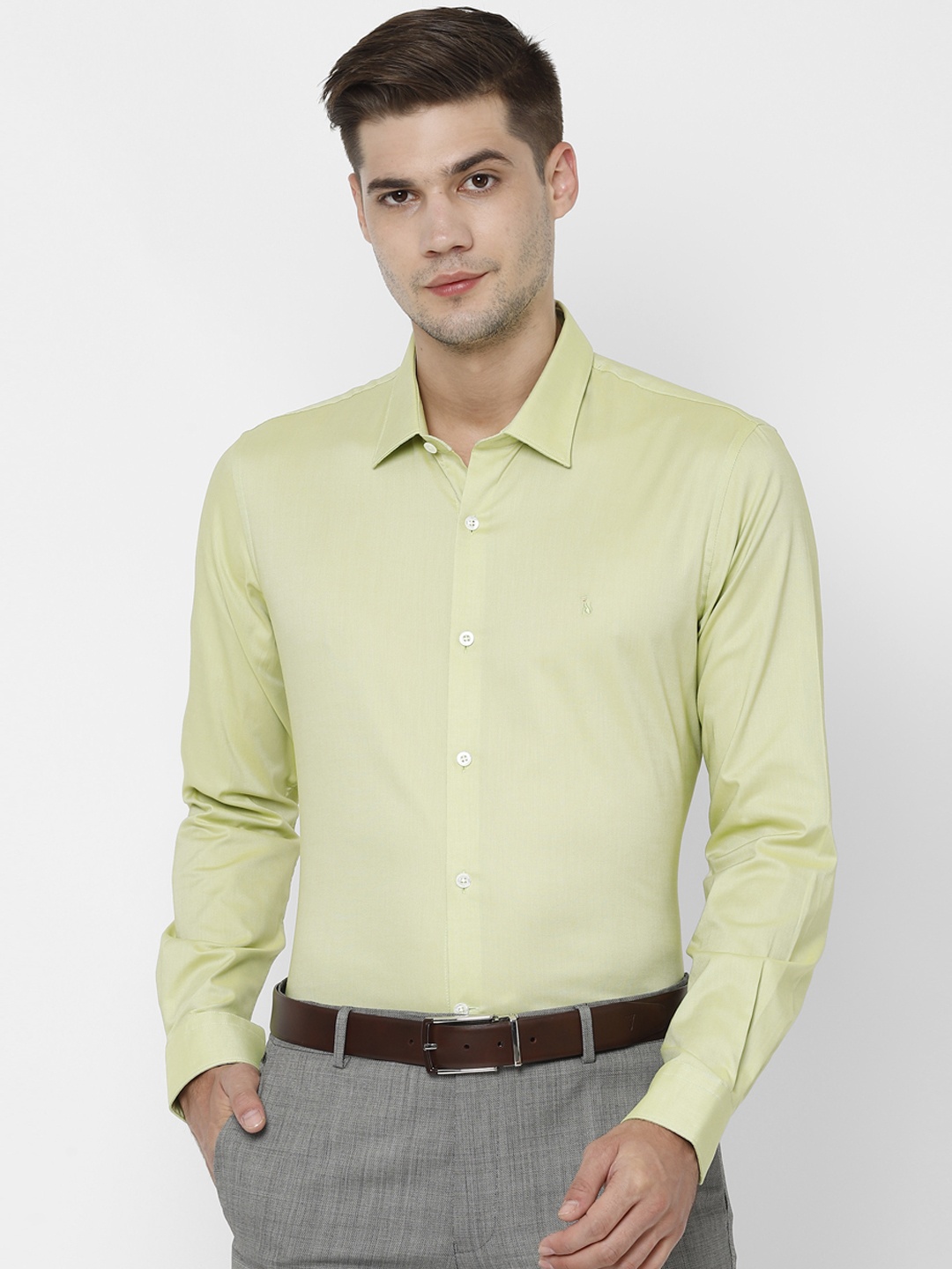 

SIMON CARTER LONDON Men Lime Green Slim Fit Solid Formal Shirt