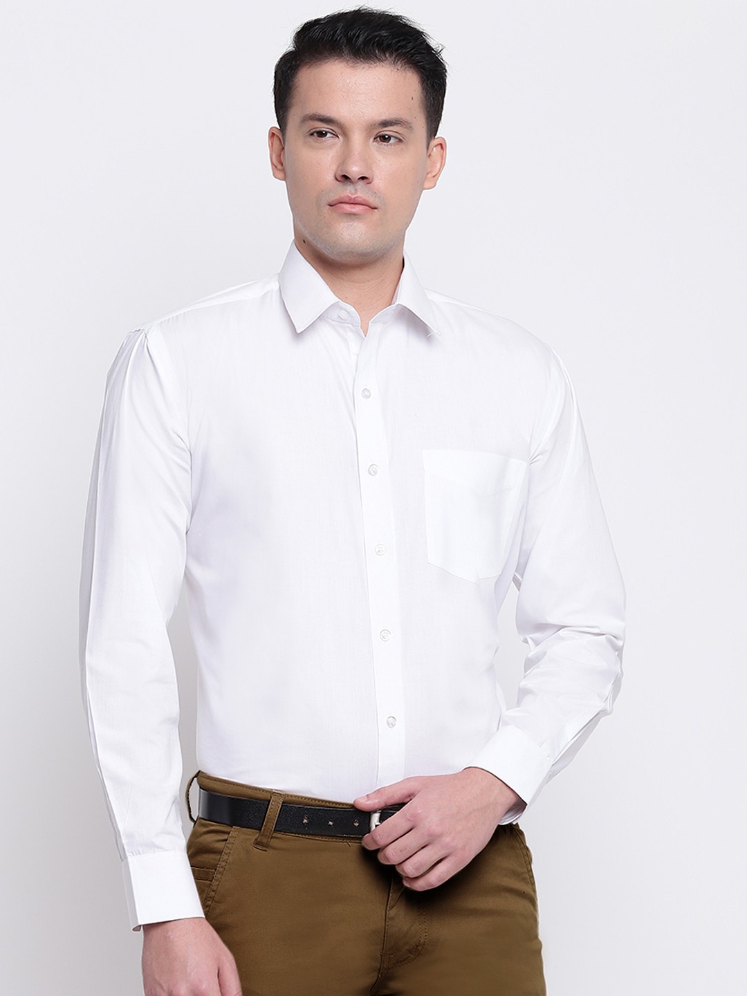 

Hancock Men White Regular Fit Solid Formal Shirt