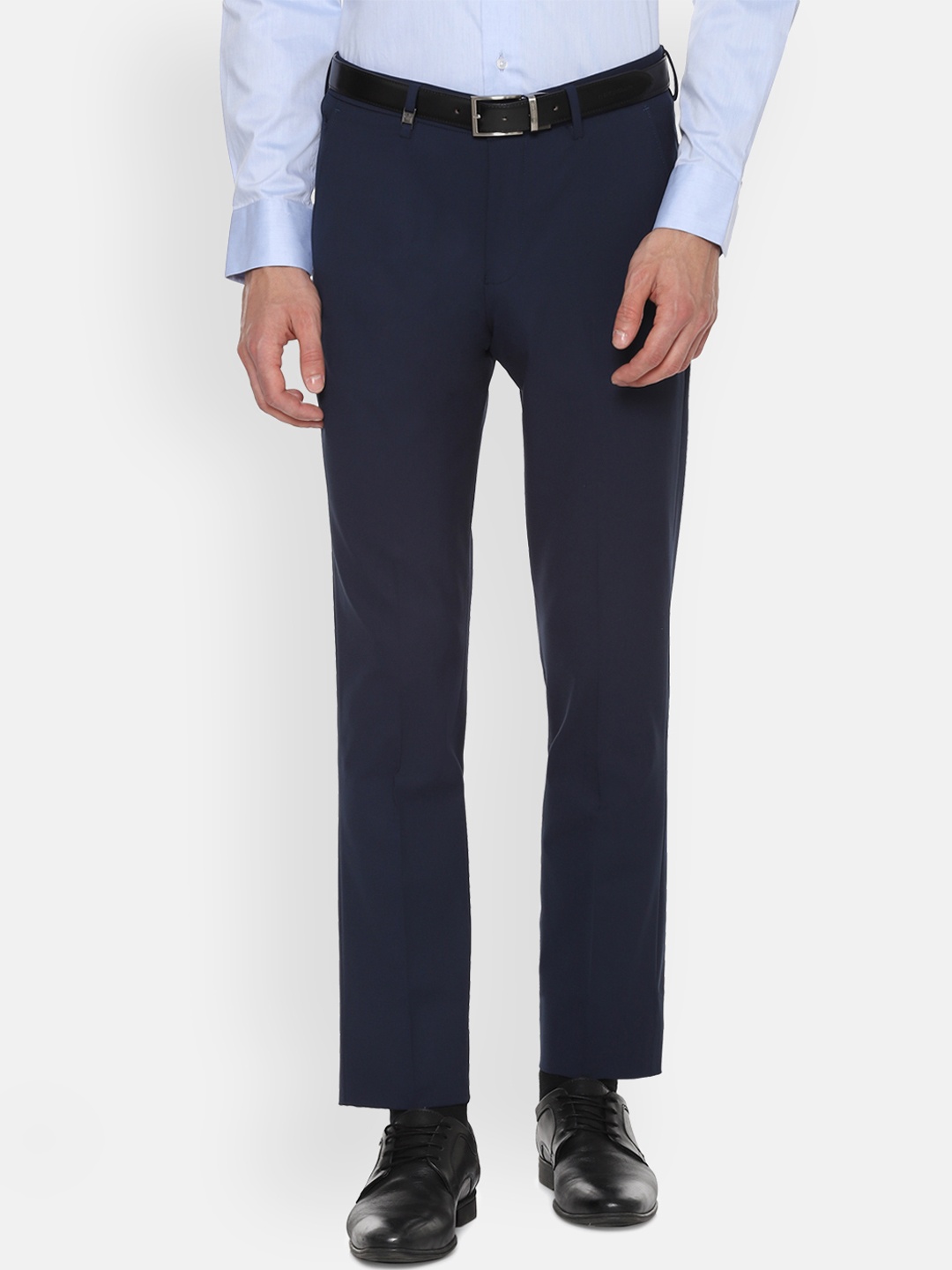 

Louis Philippe Men Navy Blue Slim Fit Solid Formal Trousers