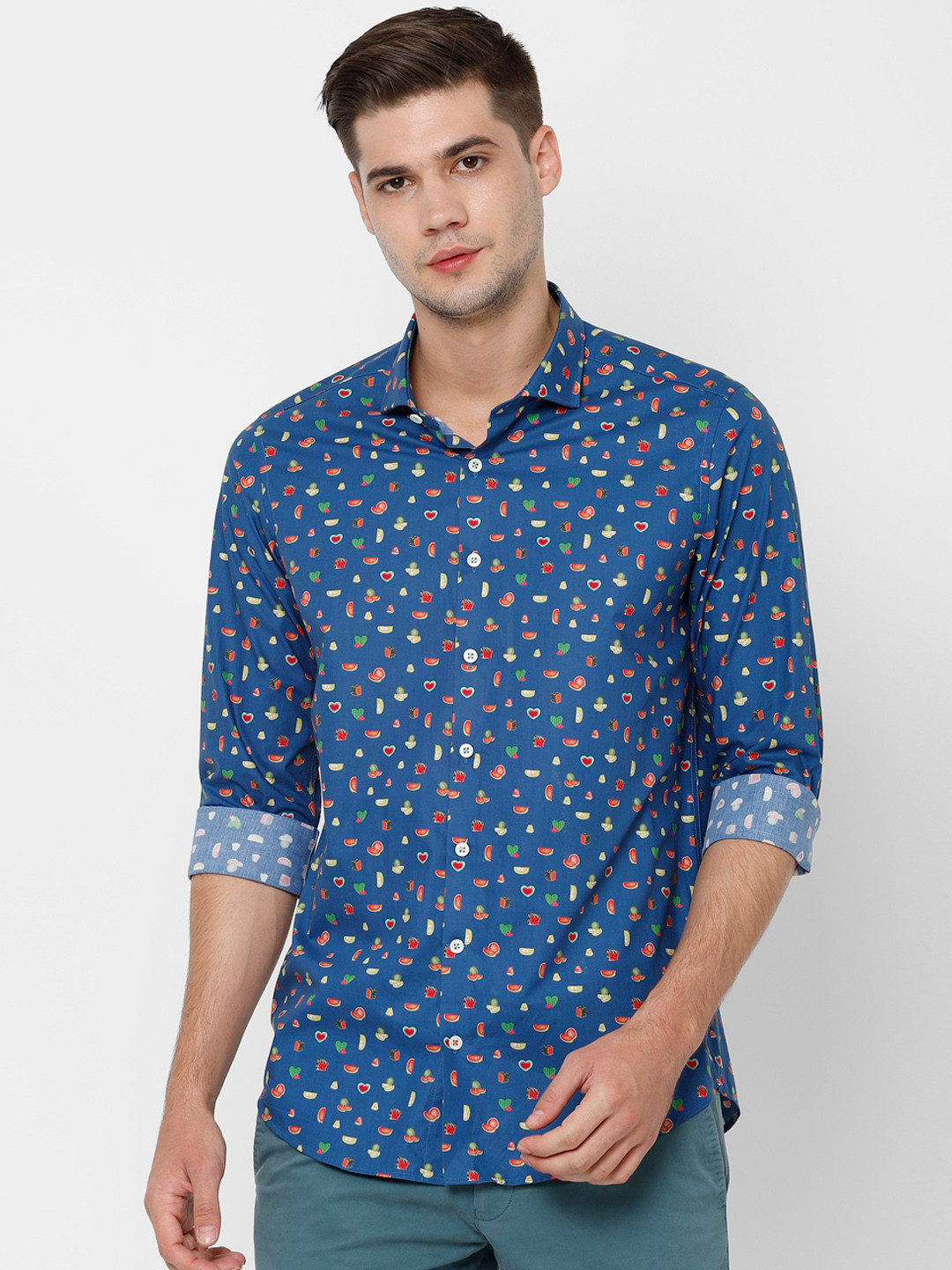 

SIMON CARTER LONDON Men Blue & Pink Slim Fit Printed Casual Shirt