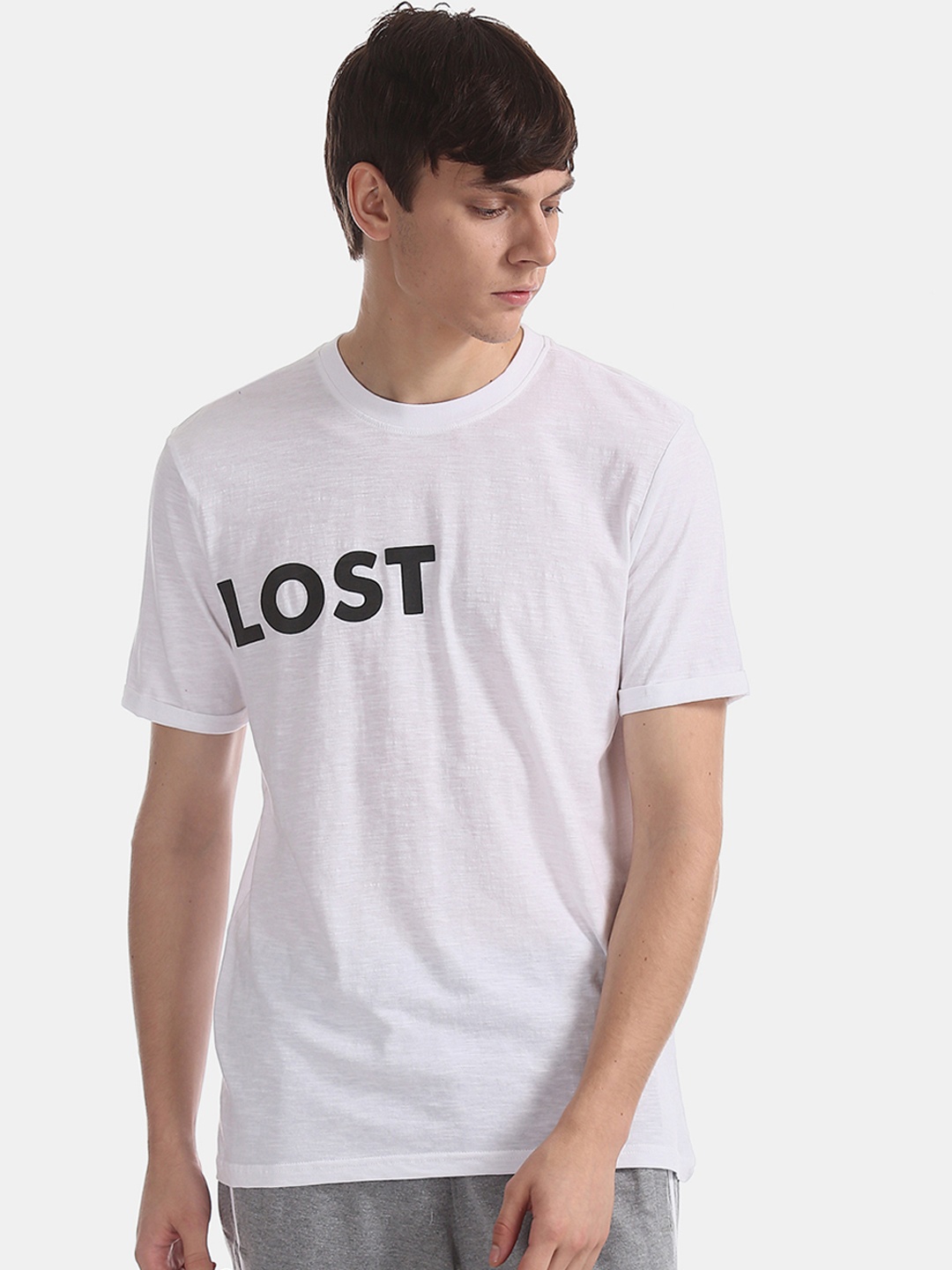 

Colt Men White Printed Round Neck Pure Cotton T-shirt