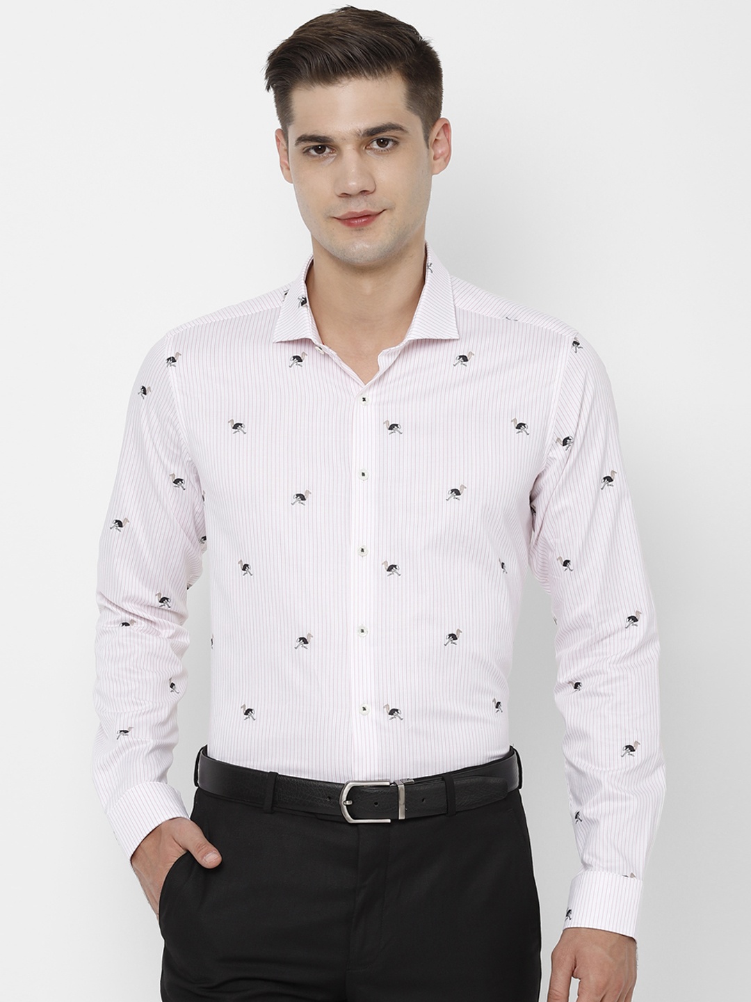 

SIMON CARTER LONDON Men White Slim Fit Striped Formal Shirt
