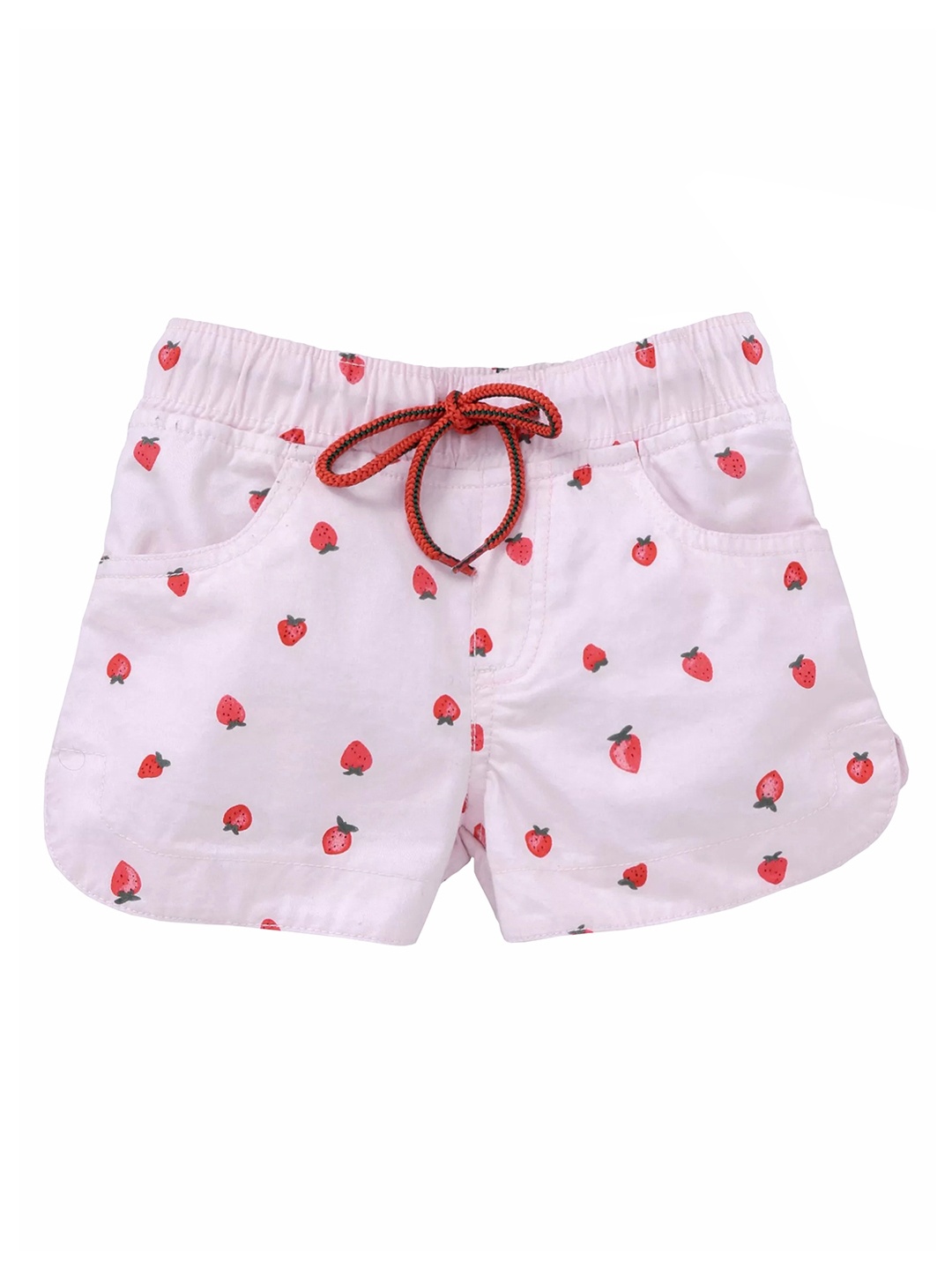 

KiddoPanti Girls Pink Printed Regular Fit Regular Shorts