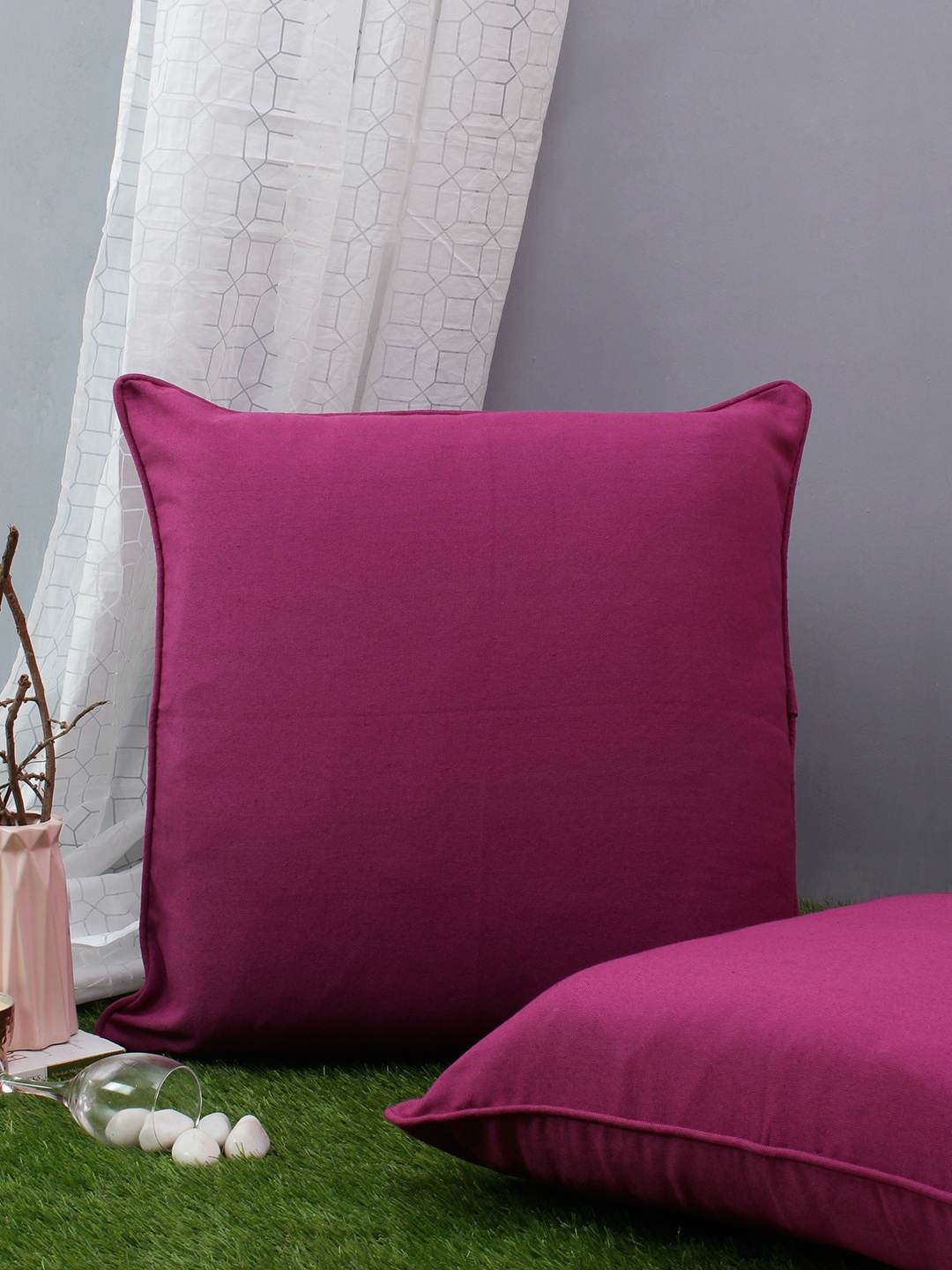 

Soumya Purple Set of 2 Solid Square Cushion Covers