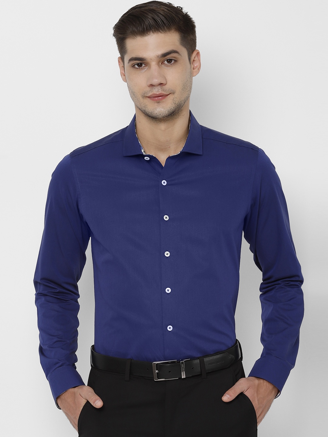 

SIMON CARTER LONDON Men Navy Blue Slim Fit Solid Formal Shirt