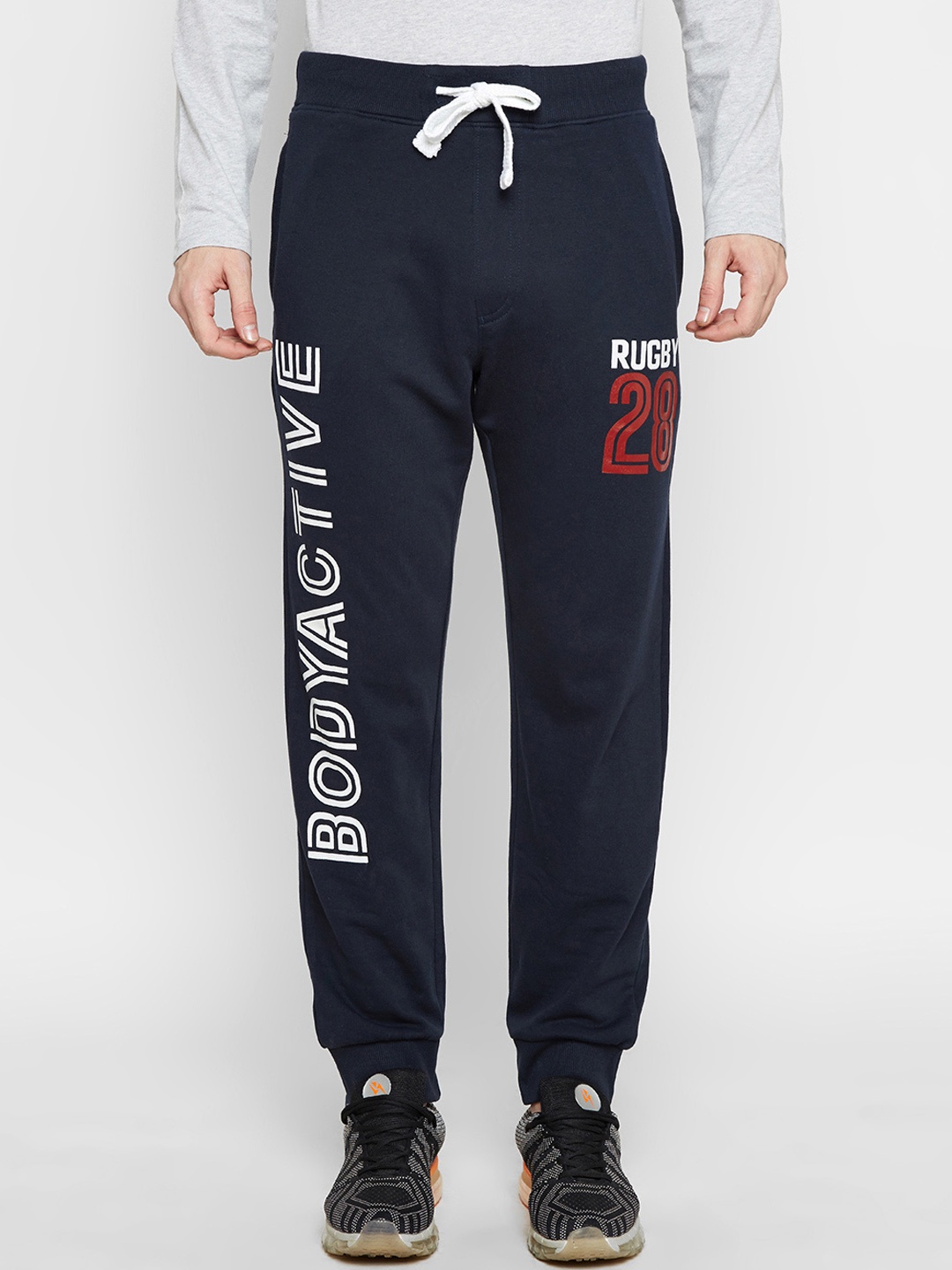

BODYACTIVE Men Blue Printed Regular-Fit Joggers