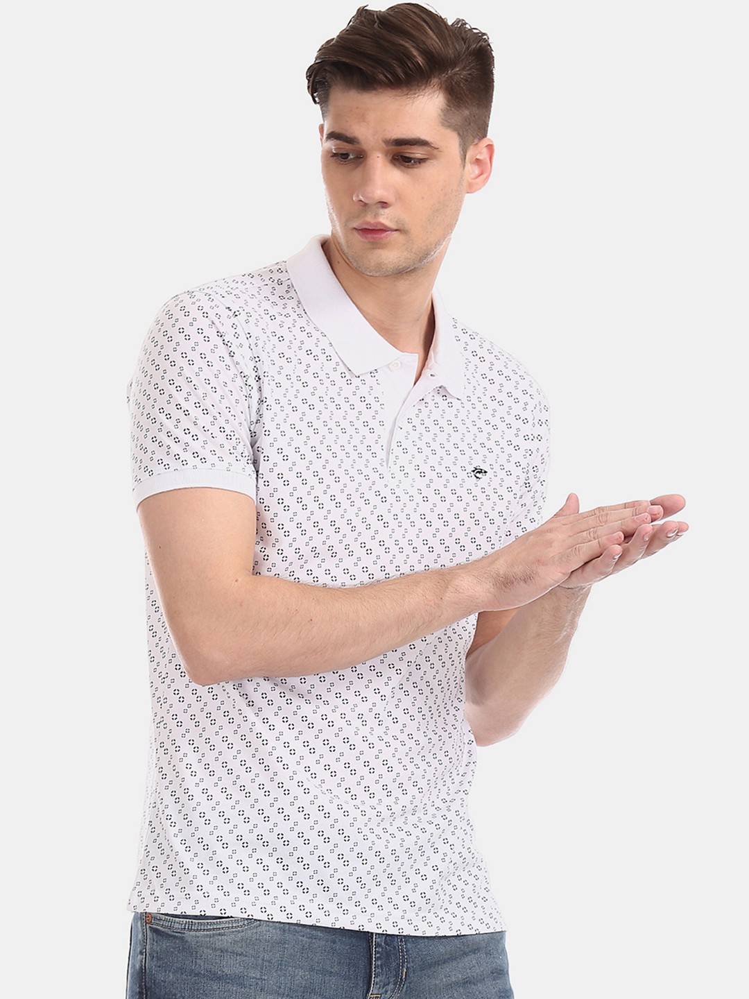 

Ruggers Men White Printed Polo Collar T-shirt