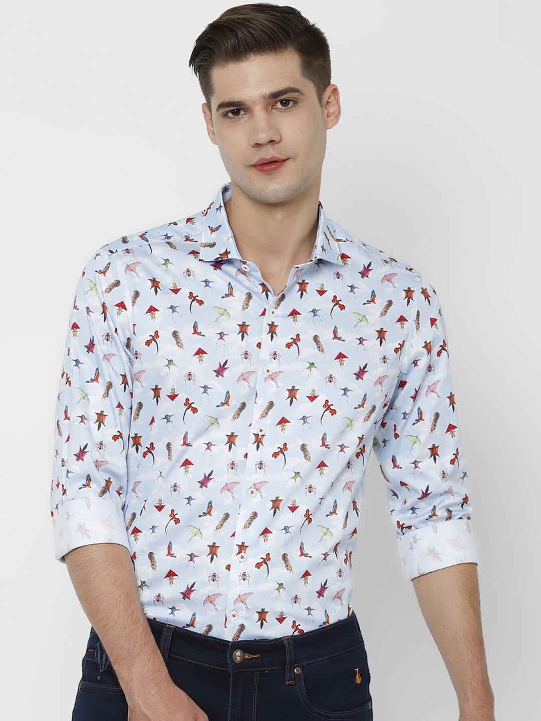 

SIMON CARTER LONDON Men Blue Slim Fit Printed Casual Shirt