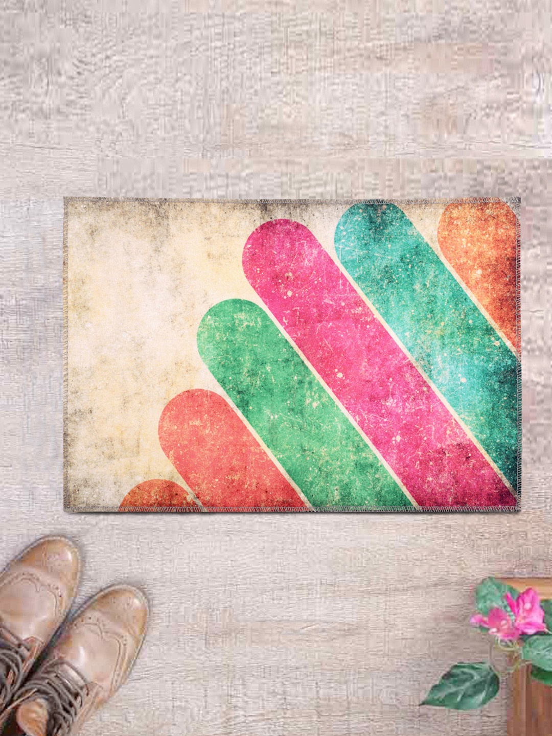 ROMEE Multicoloured Printed Anti-Skid Doormat, Multi