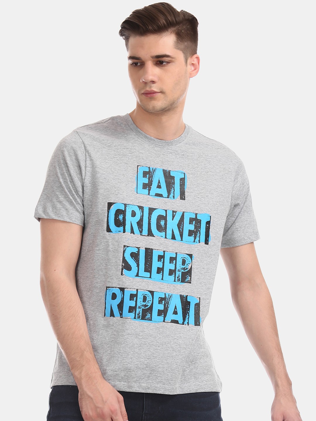 

Colt Men Grey Printed Round Neck T-shirt