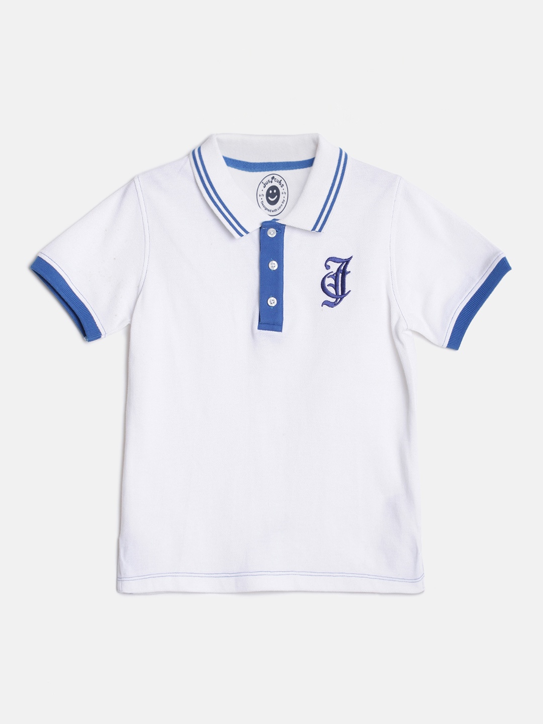 

JusCubs Boys White Solid Polo Collar T-shirt