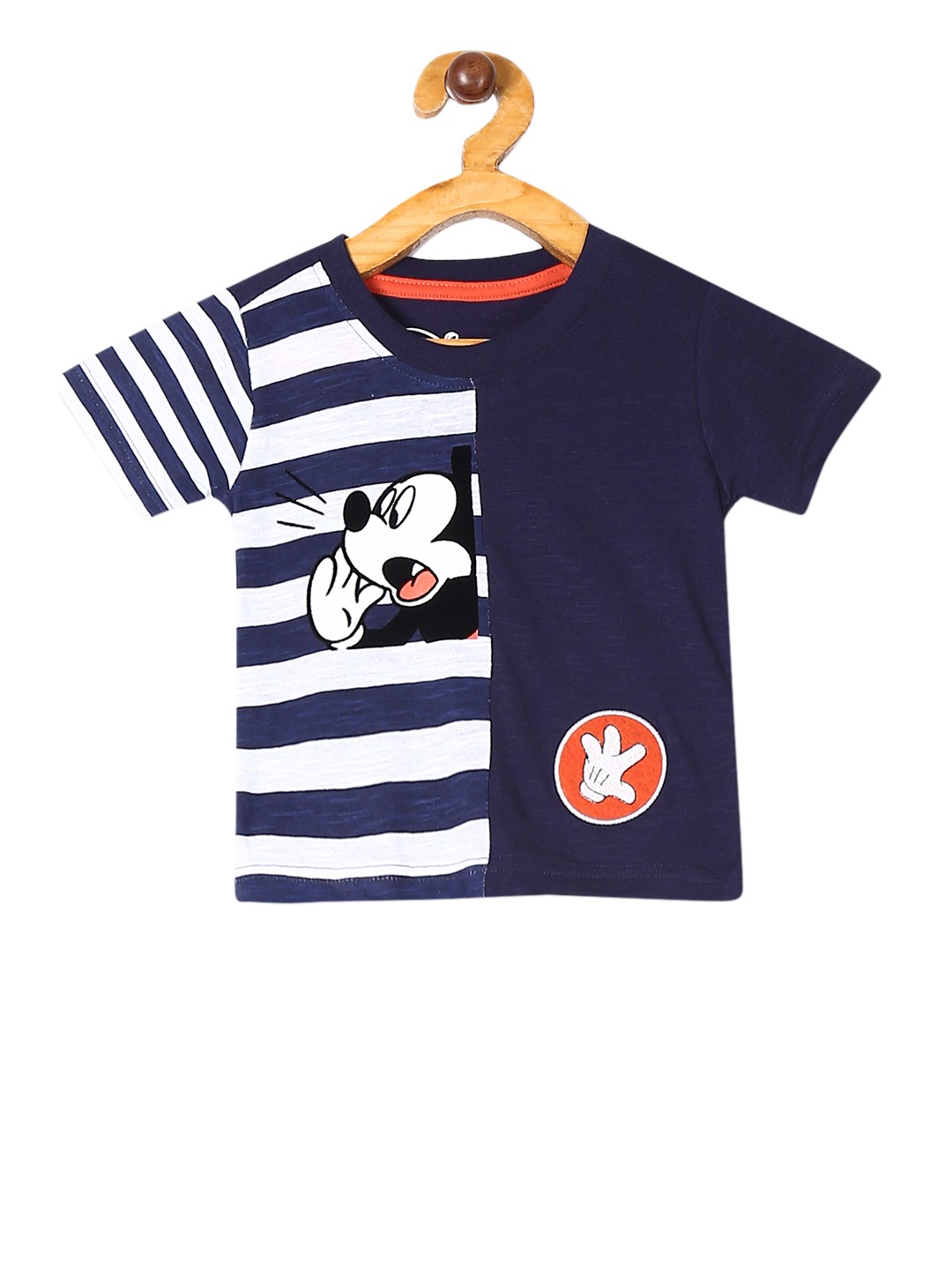 

Colt Boys Blue Mickey Mouse Printed Round Neck Pure Cotton T-shirt