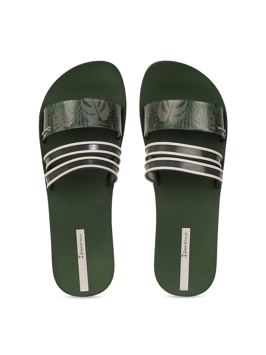 

iPanema Women Black & White Printed Sliders with Striped Detail