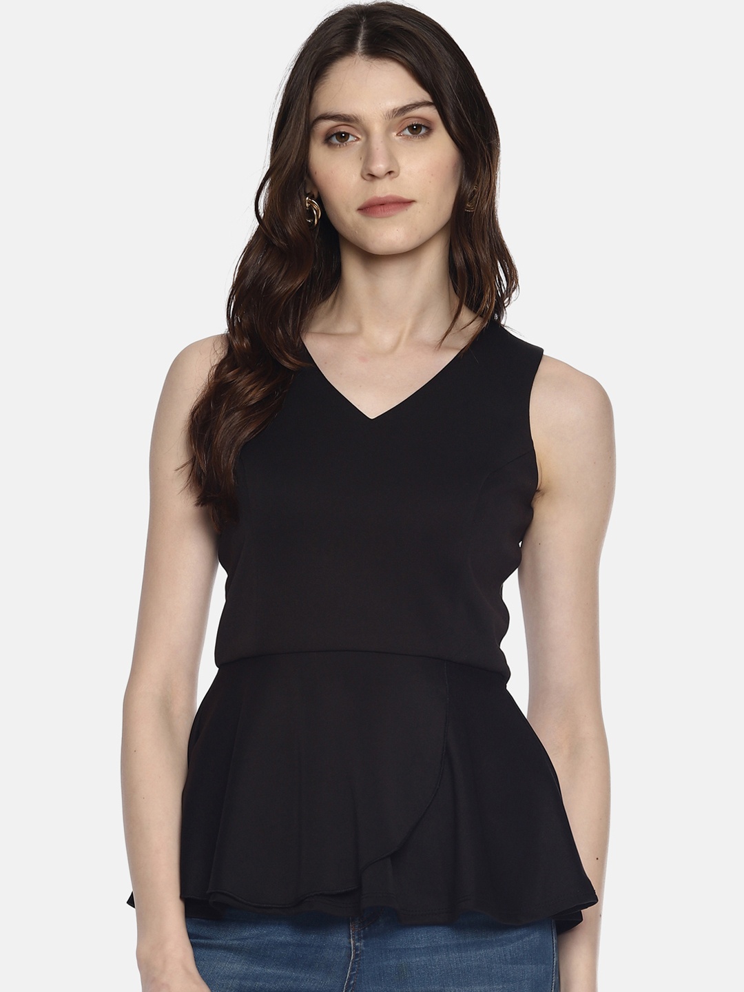 

AARA Women Black Solid Peplum Top