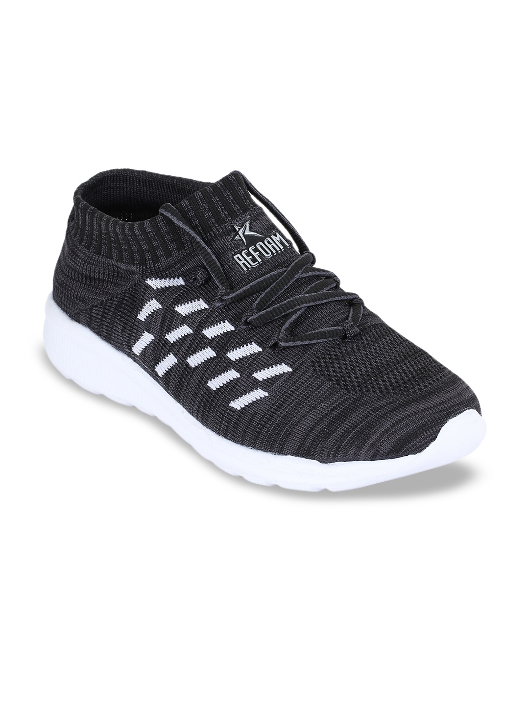 REFOAM Men Black & Grey Mesh Running Shoes