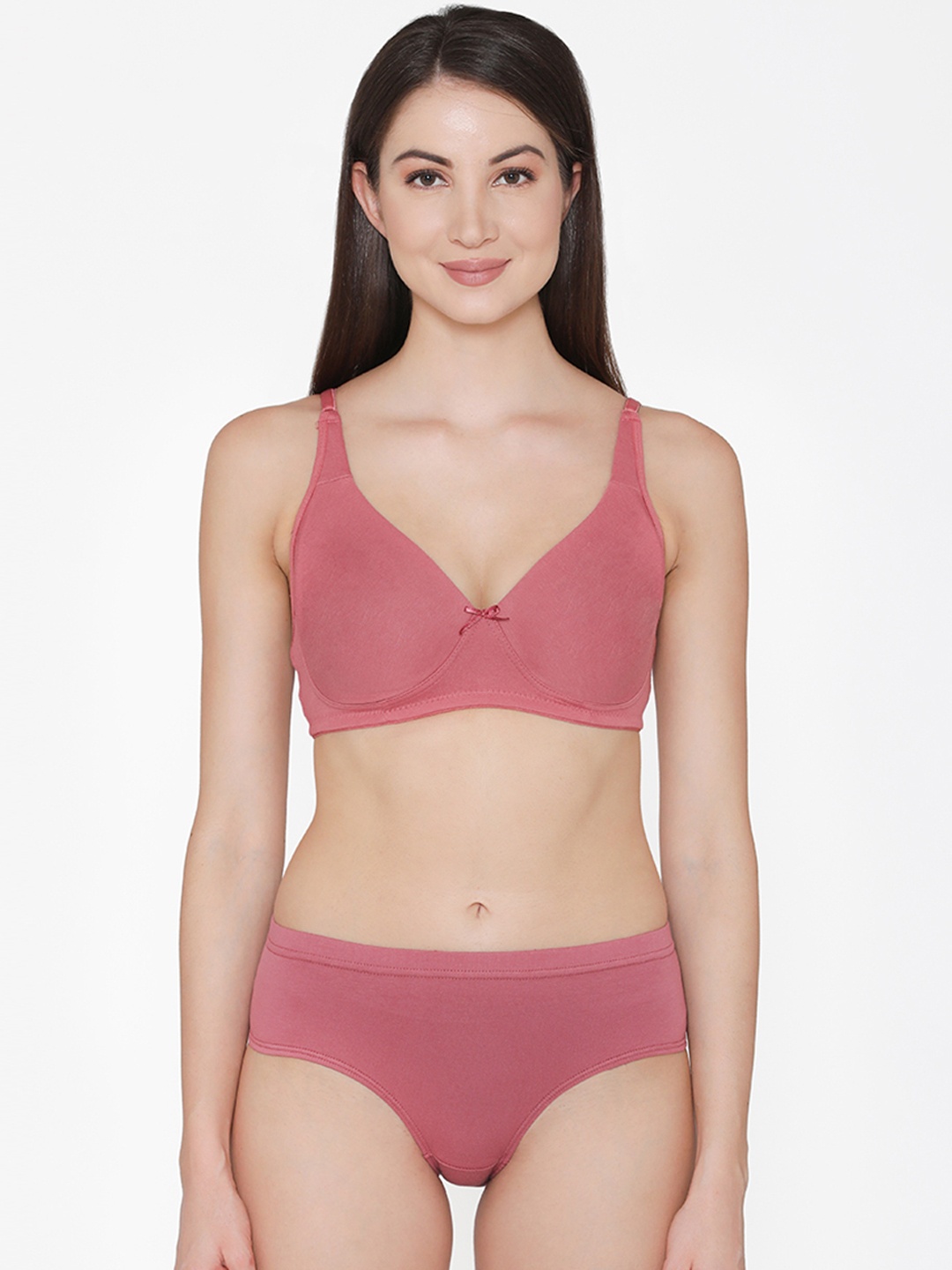 

Clovia Women Pink Solid Lingerie Set COMBBP09440B