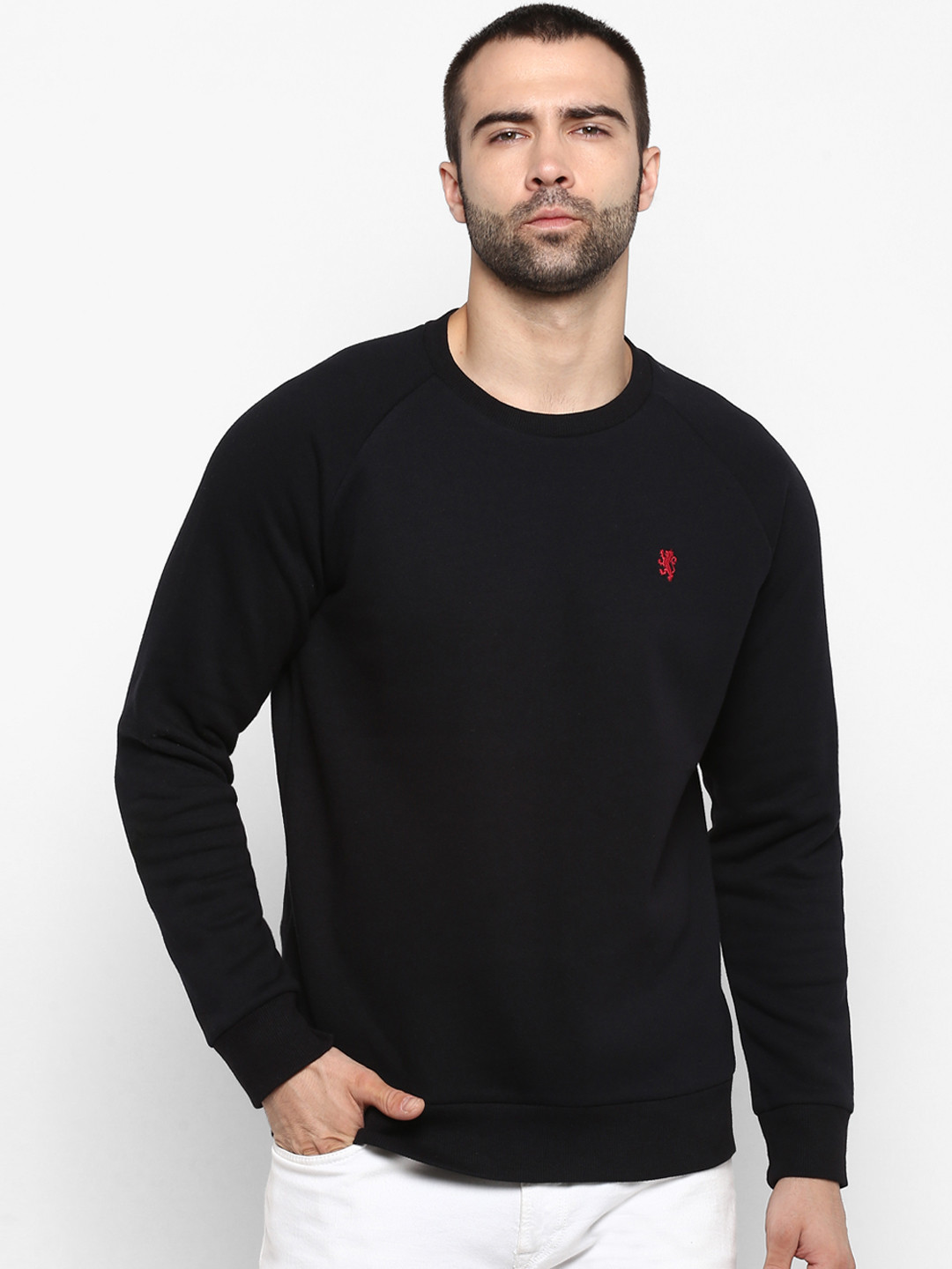 

Red Tape Men Black Solid Sweatshirt