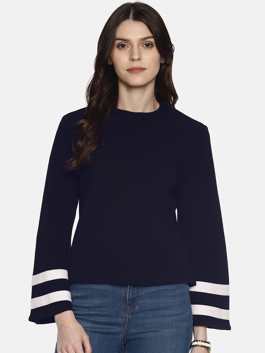 

AARA Women Navy Blue Solid Top