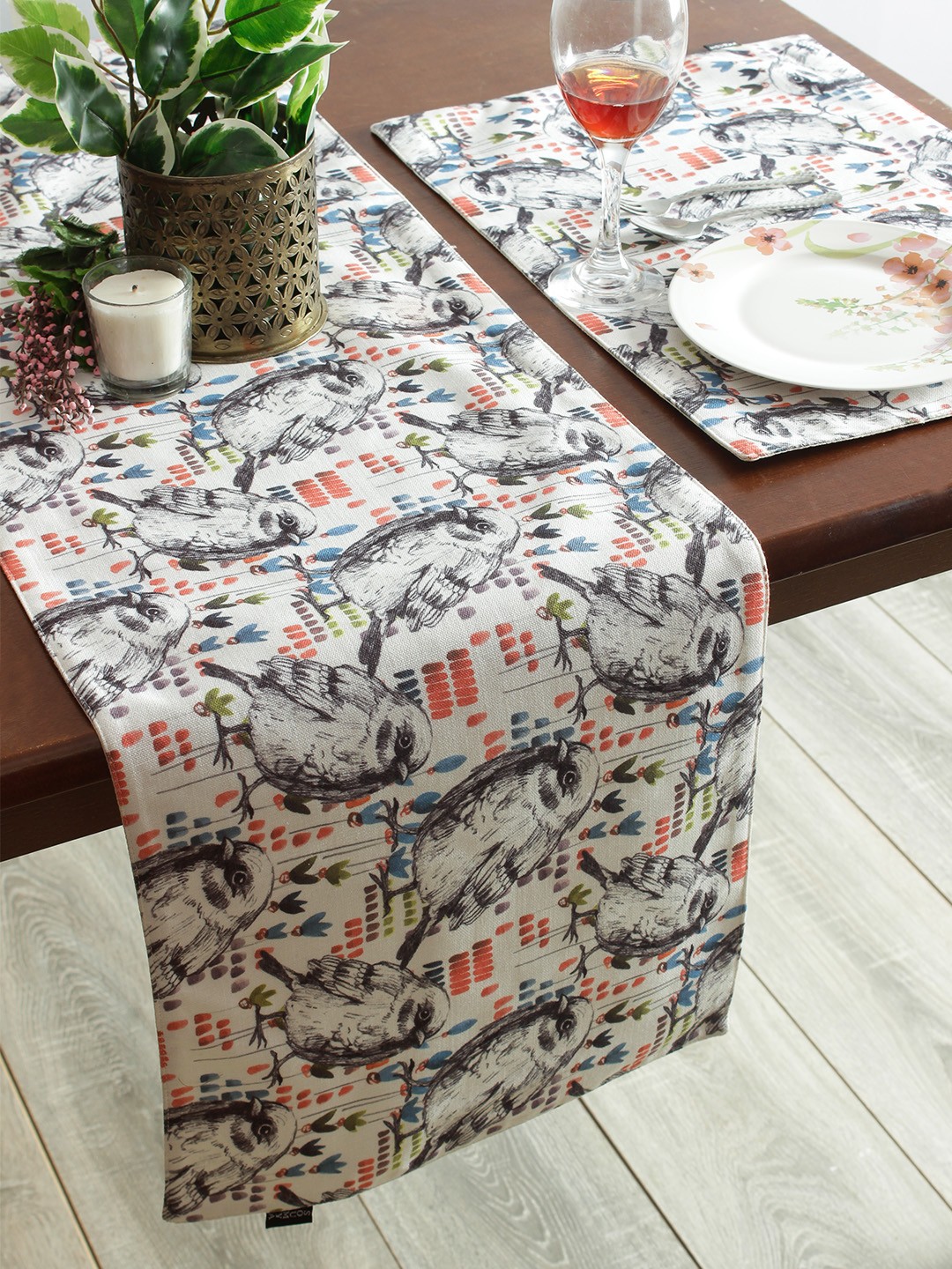 

Soumya Setof 7 Multicoloured Printed 6 Seater Table Placemats With Runner, Multi