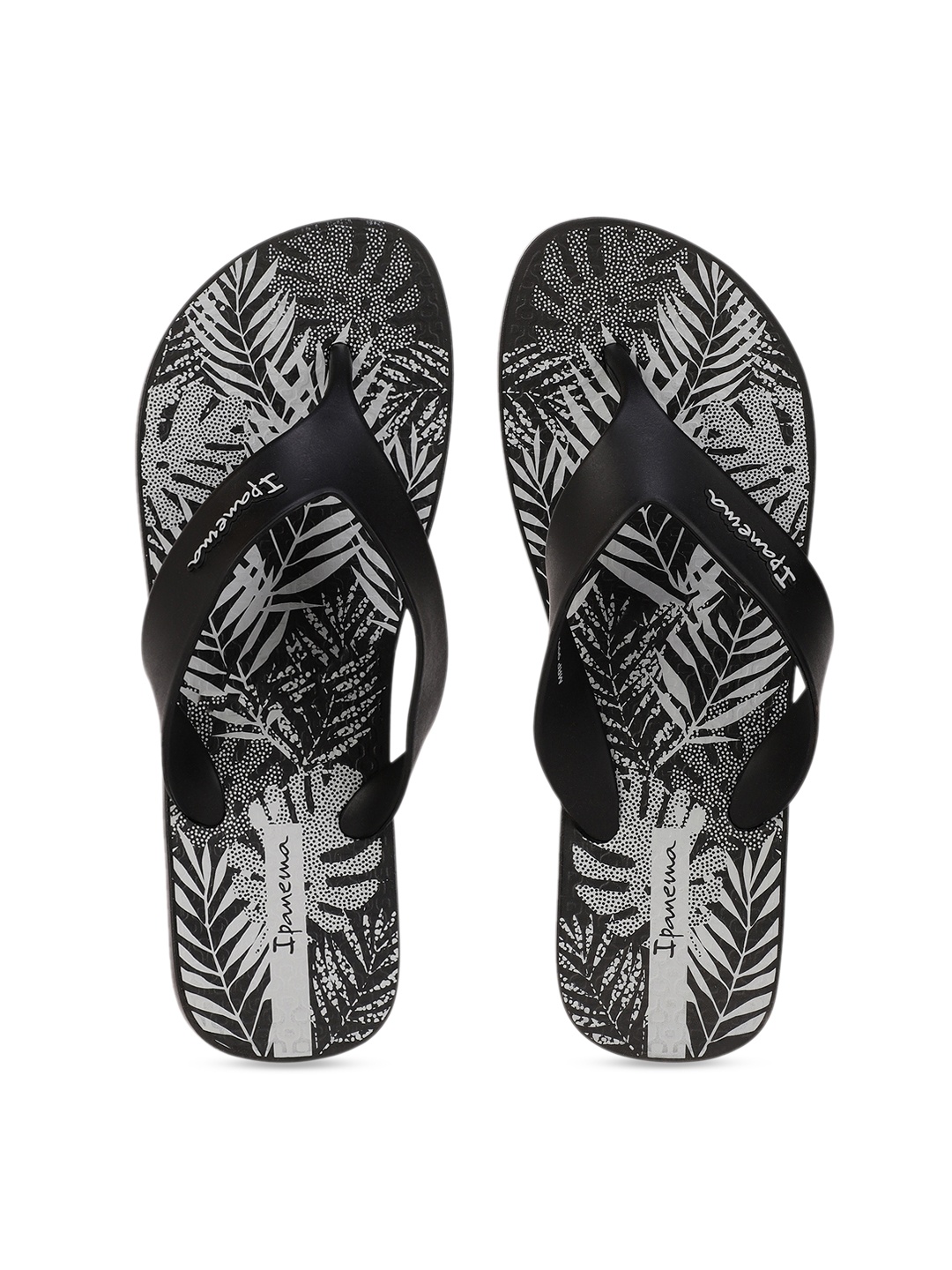 iPanema Men Black & Off-White Printed Thong Flip-Flops