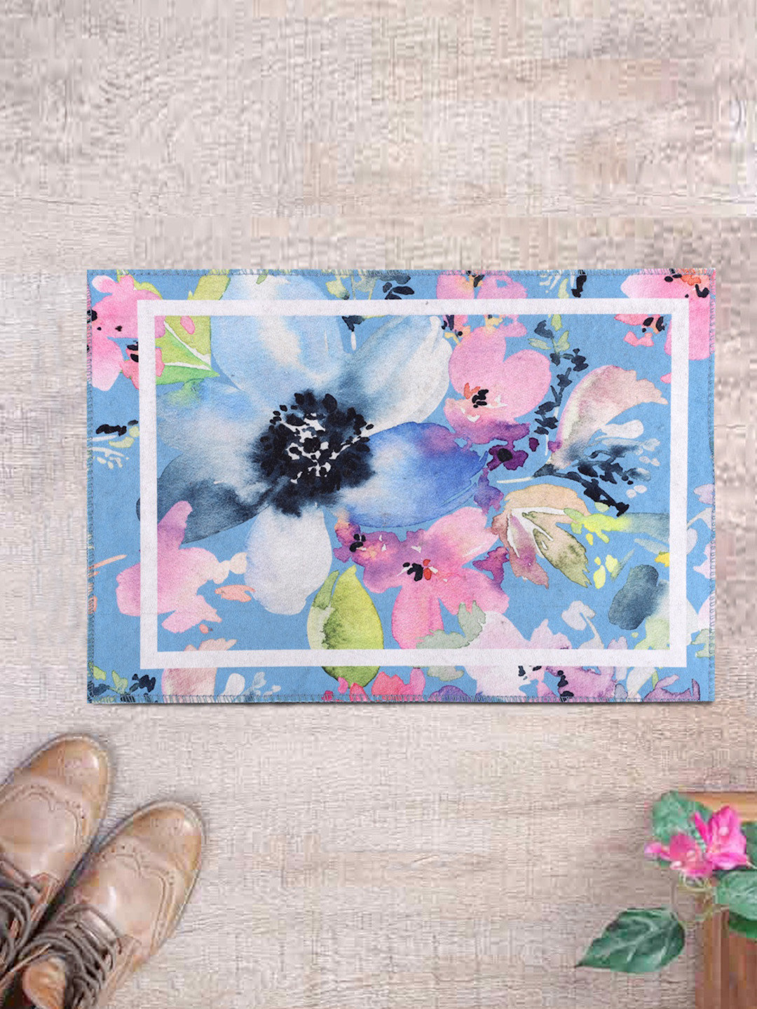 

ROMEE Blue & Pink Printed Anti-Skid Doormat