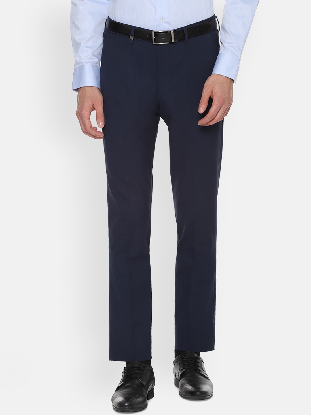 

Louis Philippe Men Navy Blue Slim Fit Solid Formal Trousers