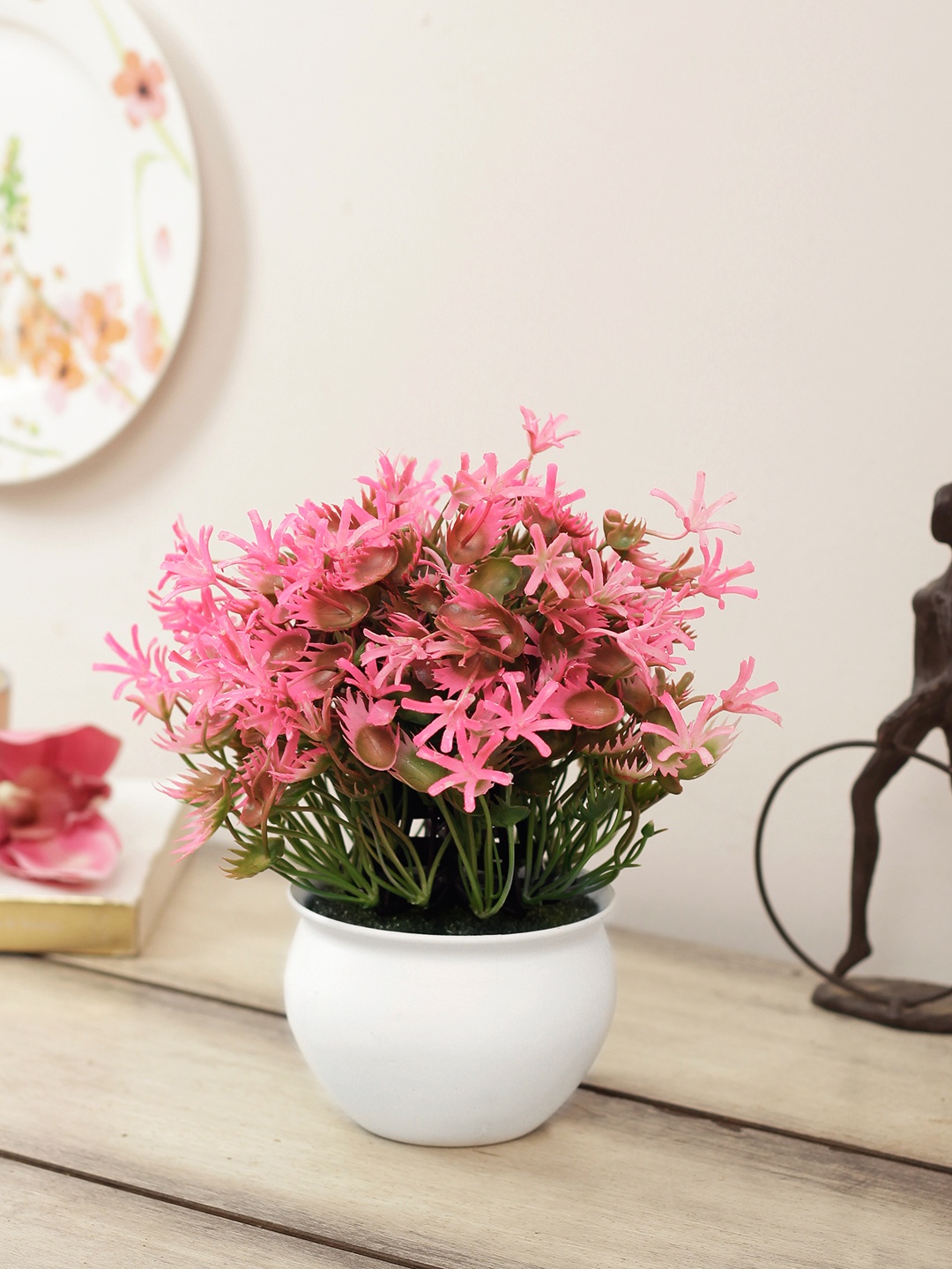 House Of Accessories Pink & Green Artificial Flower Plant